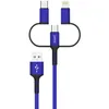 Кабель PERO DC-06, Lightning (m)/USB Type-C (m)/micro USB (m) - USB (m), 1м, в оплетке, синий [prdc-06u1mbl]