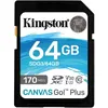 Карта памяти SDXC UHS-I U3 Kingston Canvas Go! Plus 64 ГБ, 170 МБ/с, Class 10, SDG3/64GB, 1 шт., без адаптера