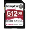 Карта памяти SDXC UHS-II Kingston Canvas React Plus 512 ГБ, 280 МБ/с, Class 10, SDR2V6/512GB, 1 шт., без адаптера