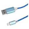 Кабель Ergolux USB/Lightning, 3А, LED, 1,2 м, синий (ELX-CDC03-C06)