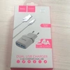 Сетевое зарядное устройство USB Hoco C12 (2A, 2 порта, кабель MicroUSB) Белый