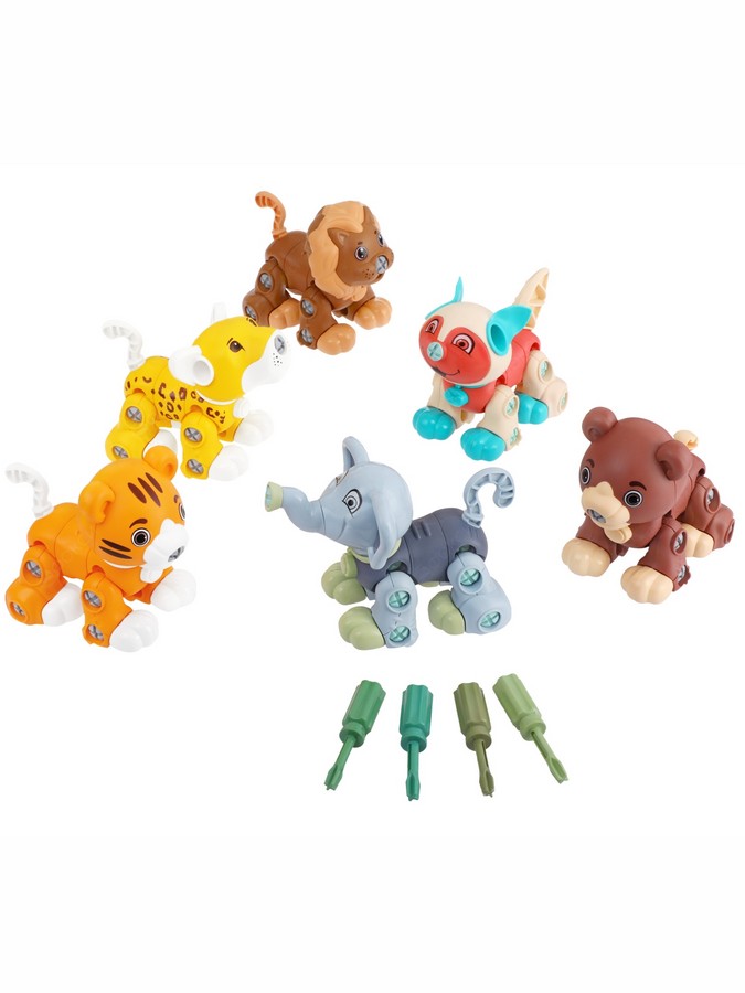 Конструктор с отверткой 6шт и животные 6шт