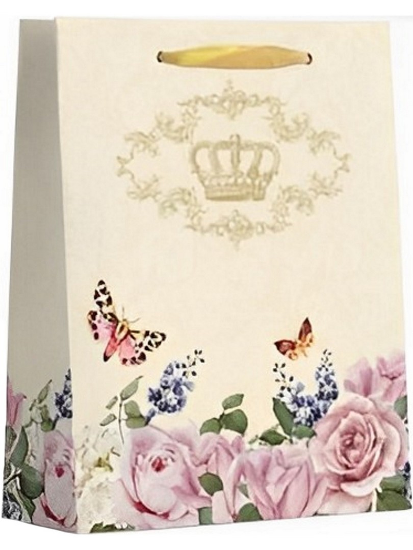 Пакет подарочный с мат. лам. 26х32х10 см "Весенние бабочки", 210 г (Размер L) Dream cards 