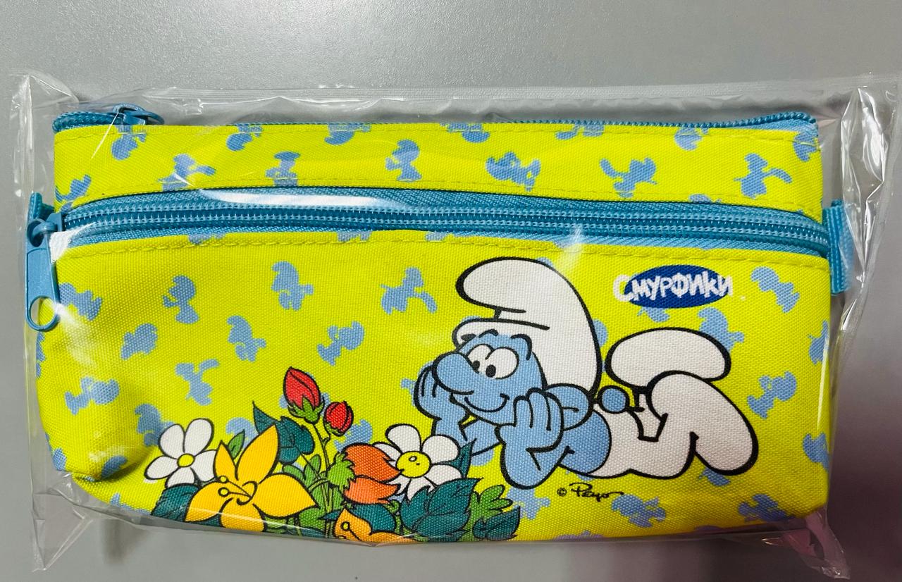 Пенал-косметичка "Смурфики"  зелено-голубой