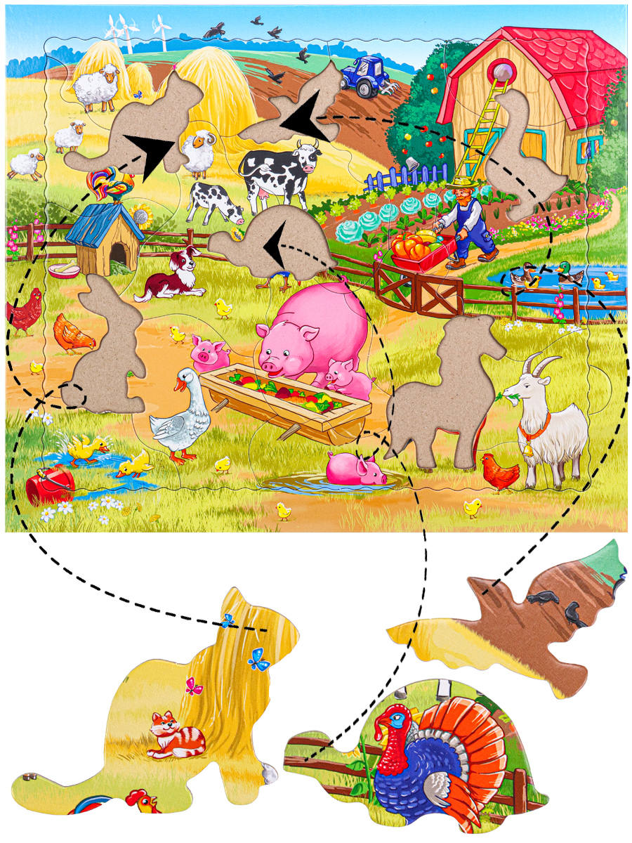 Пазл-рамка с фигурными элементами "Ферма"