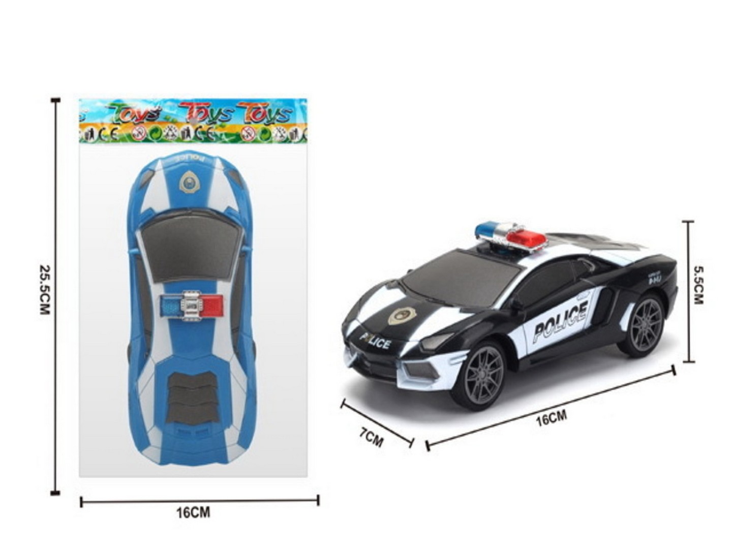 Машинка инерционная "Полиция" 16 см, цвет микс, пластик, в пакете 2116601