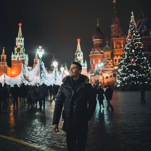 Роналду приехал в Россия и был сфотографирован в центре Москва