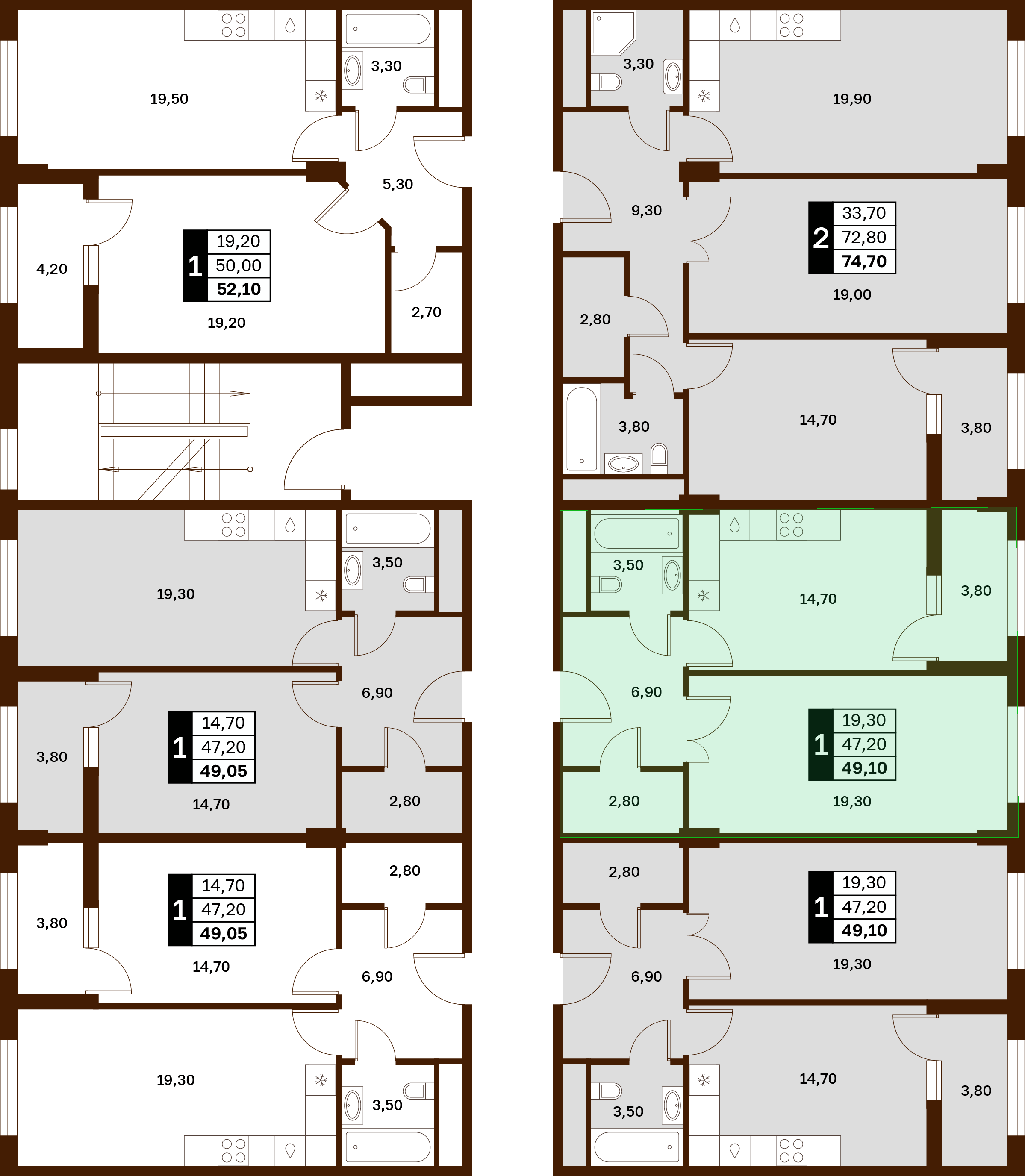 1-комнатная 49,1 м² в ЖК Аксис Патриот