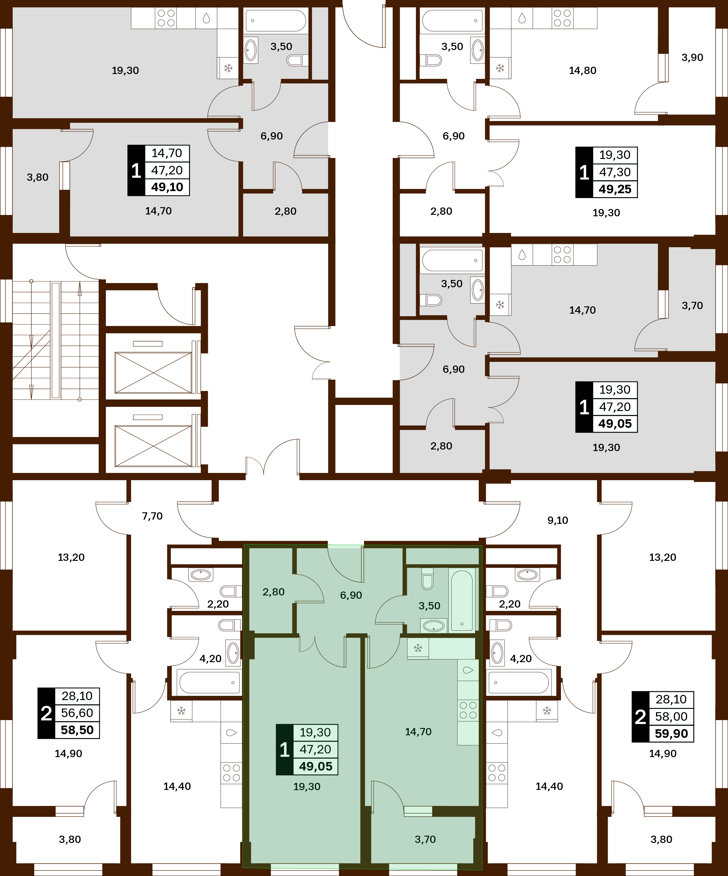 Купить 1-комнатную квартиру 49,05 м²