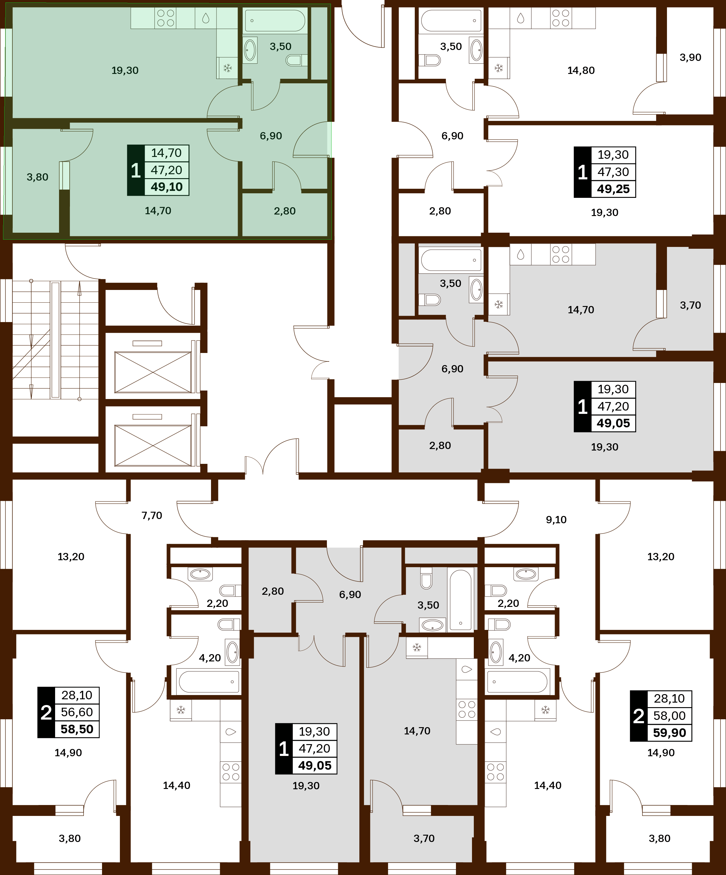 1-комнатная 49,1 м² в ЖК Аксис Патриот