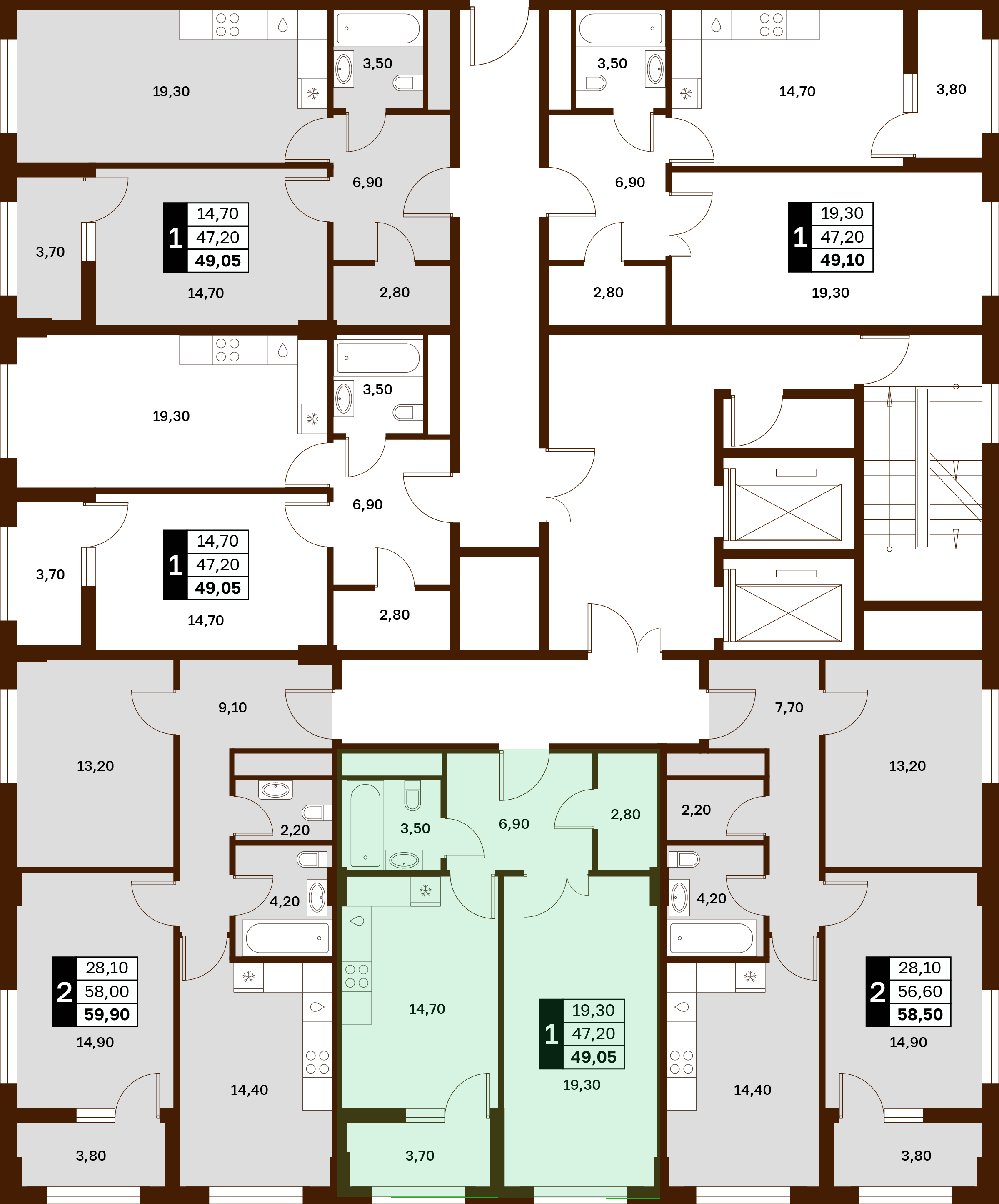 1-комнатная 49,05 м² в ЖК Аксис Патриот