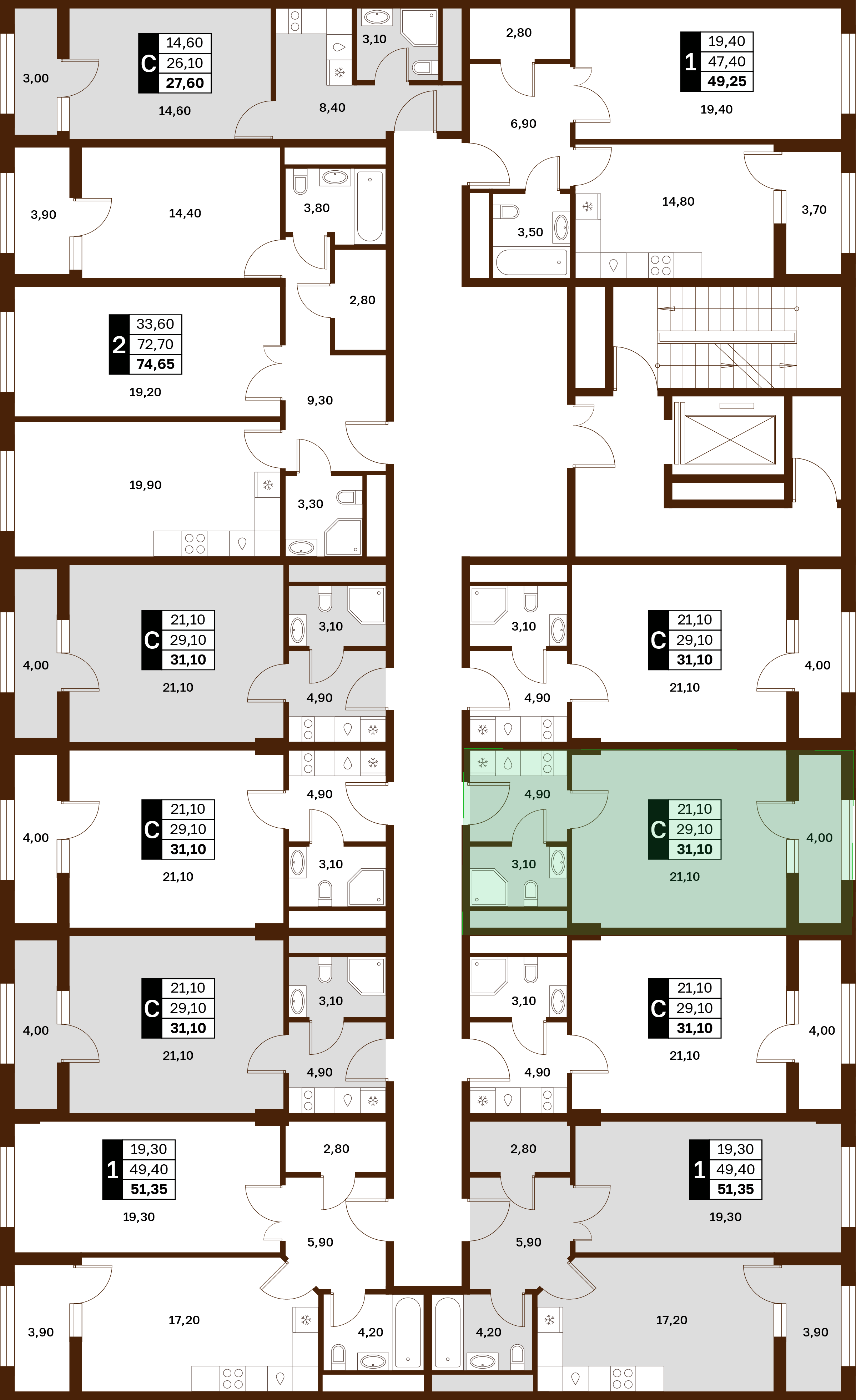 1-комнатная 31,1 м² в ЖК Аксис Патриот