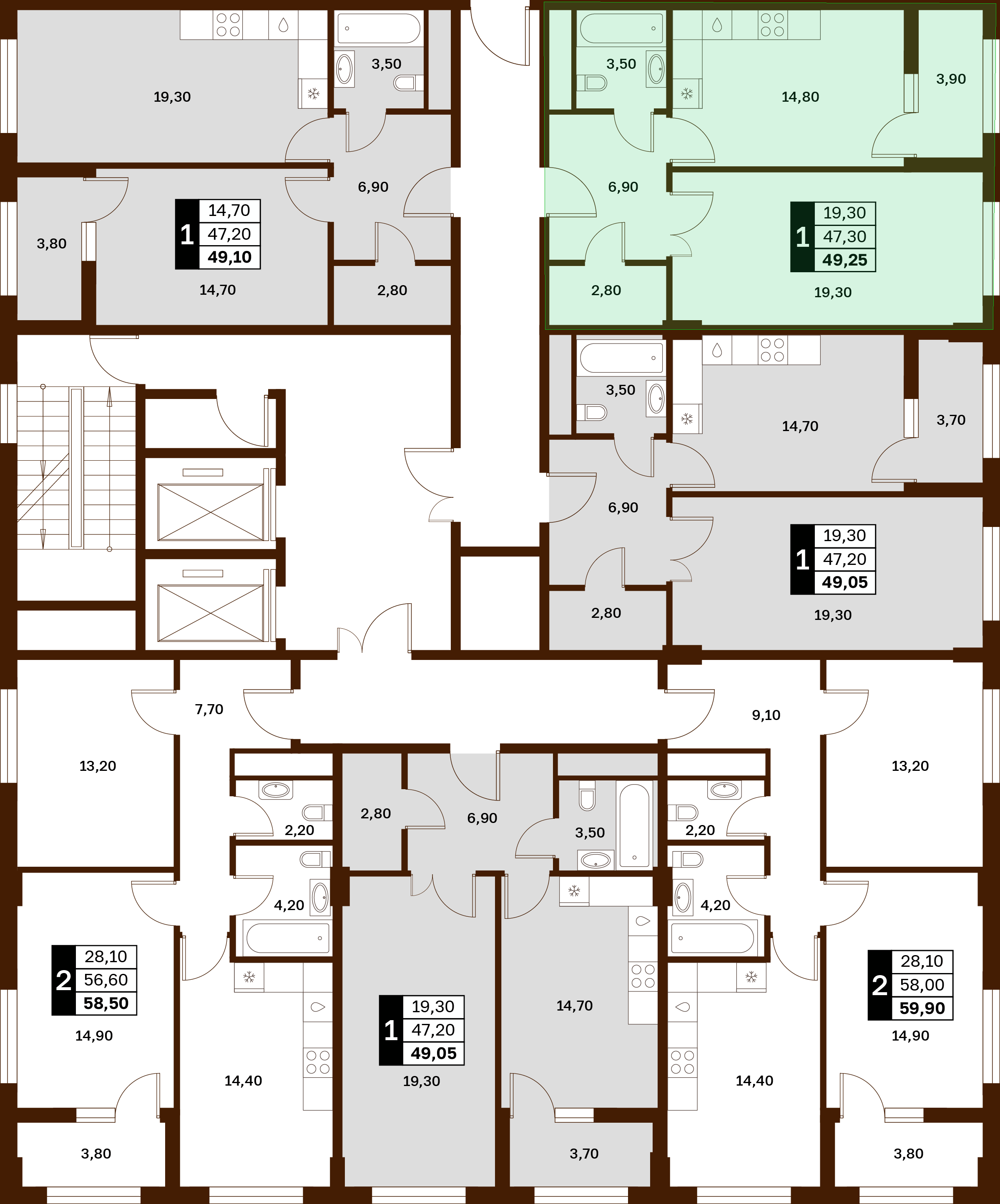 1-комнатная 49,25 м² в ЖК Аксис Патриот