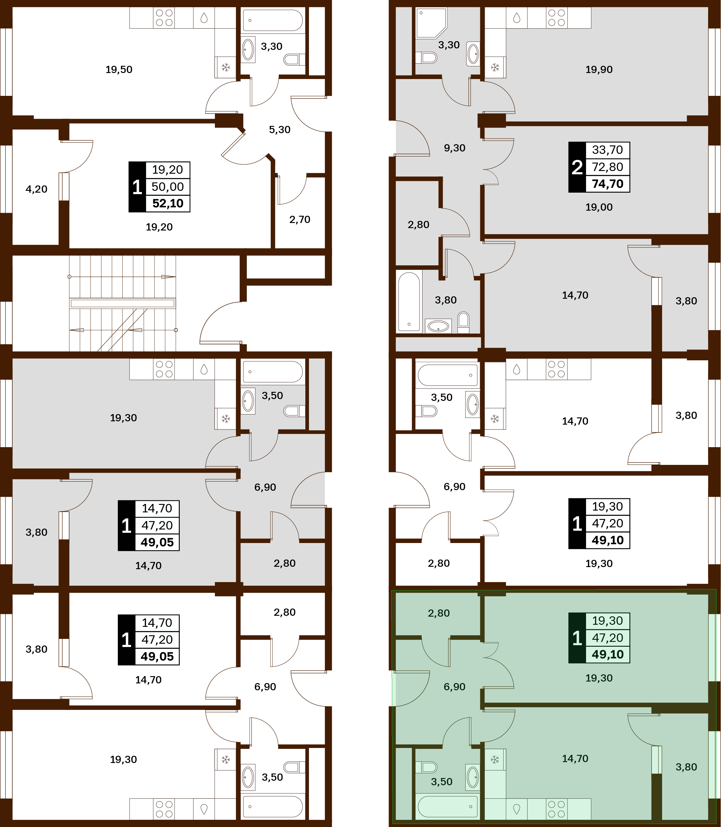 1-комнатная 49,1 м² в ЖК Аксис Патриот