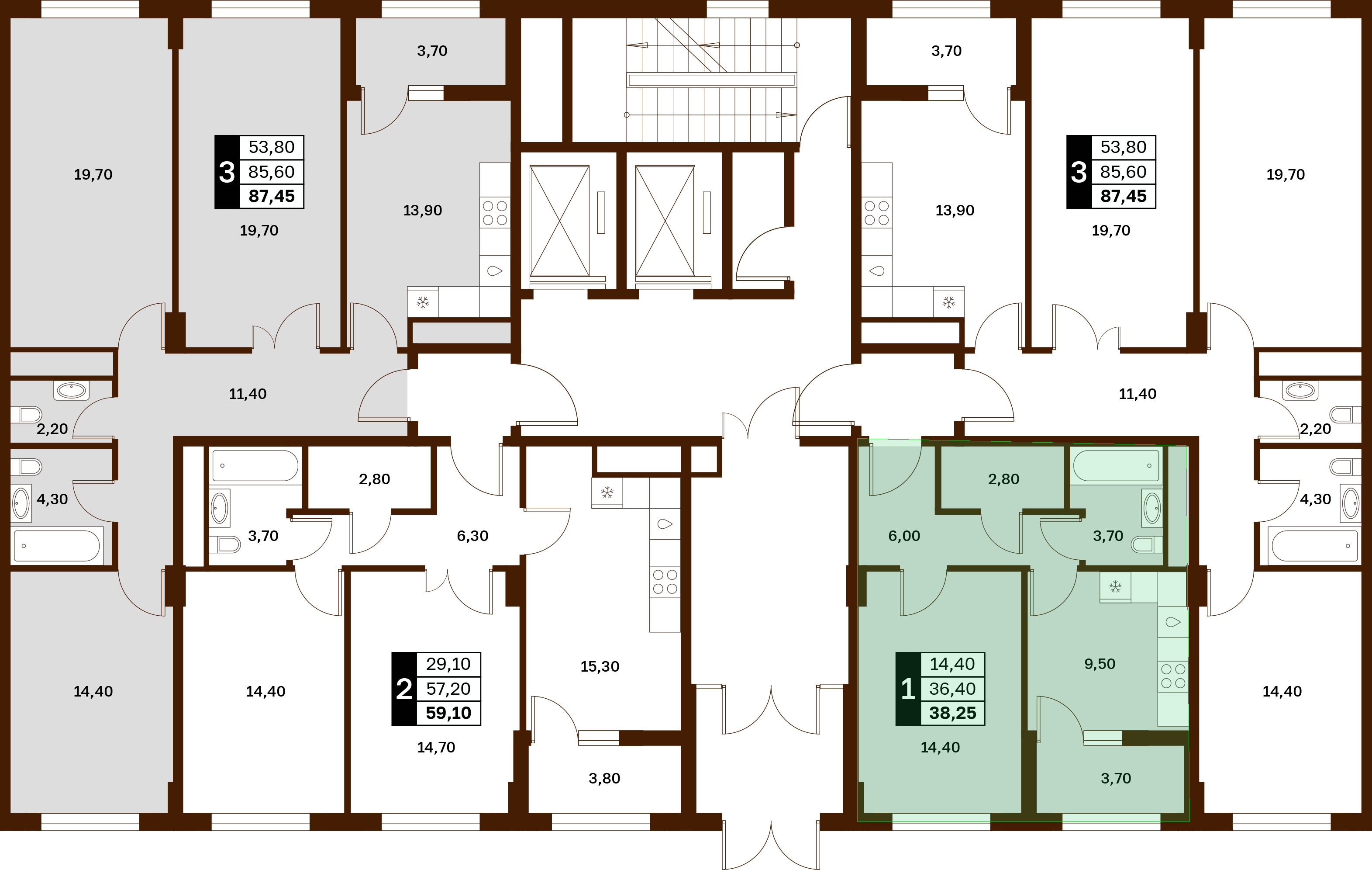 1-комнатная 38,25 м² в ЖК Аксис Патриот