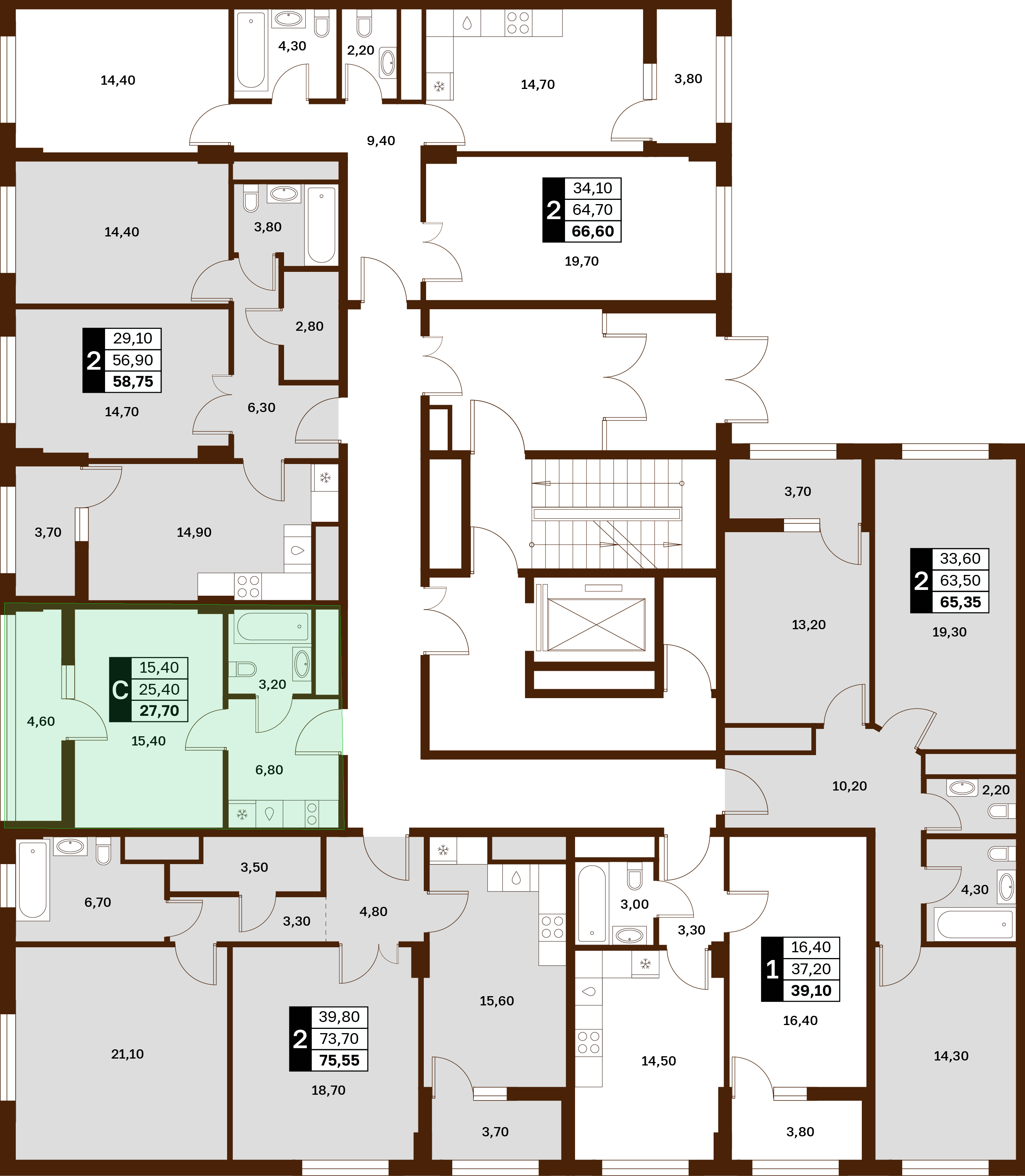1-комнатная 27,7 м² в ЖК Аксис Патриот
