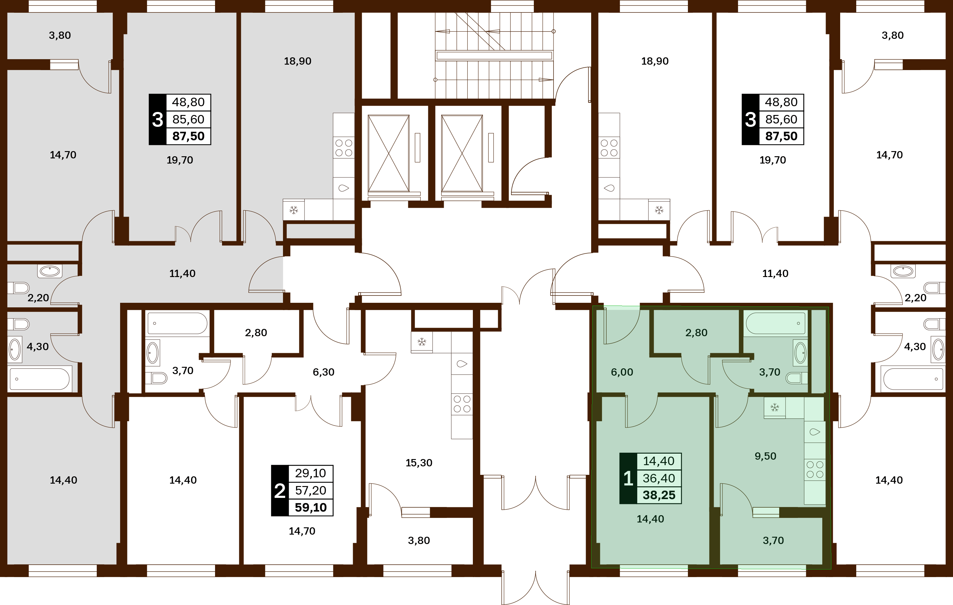 1-комнатная 38,25 м² в ЖК Аксис Патриот