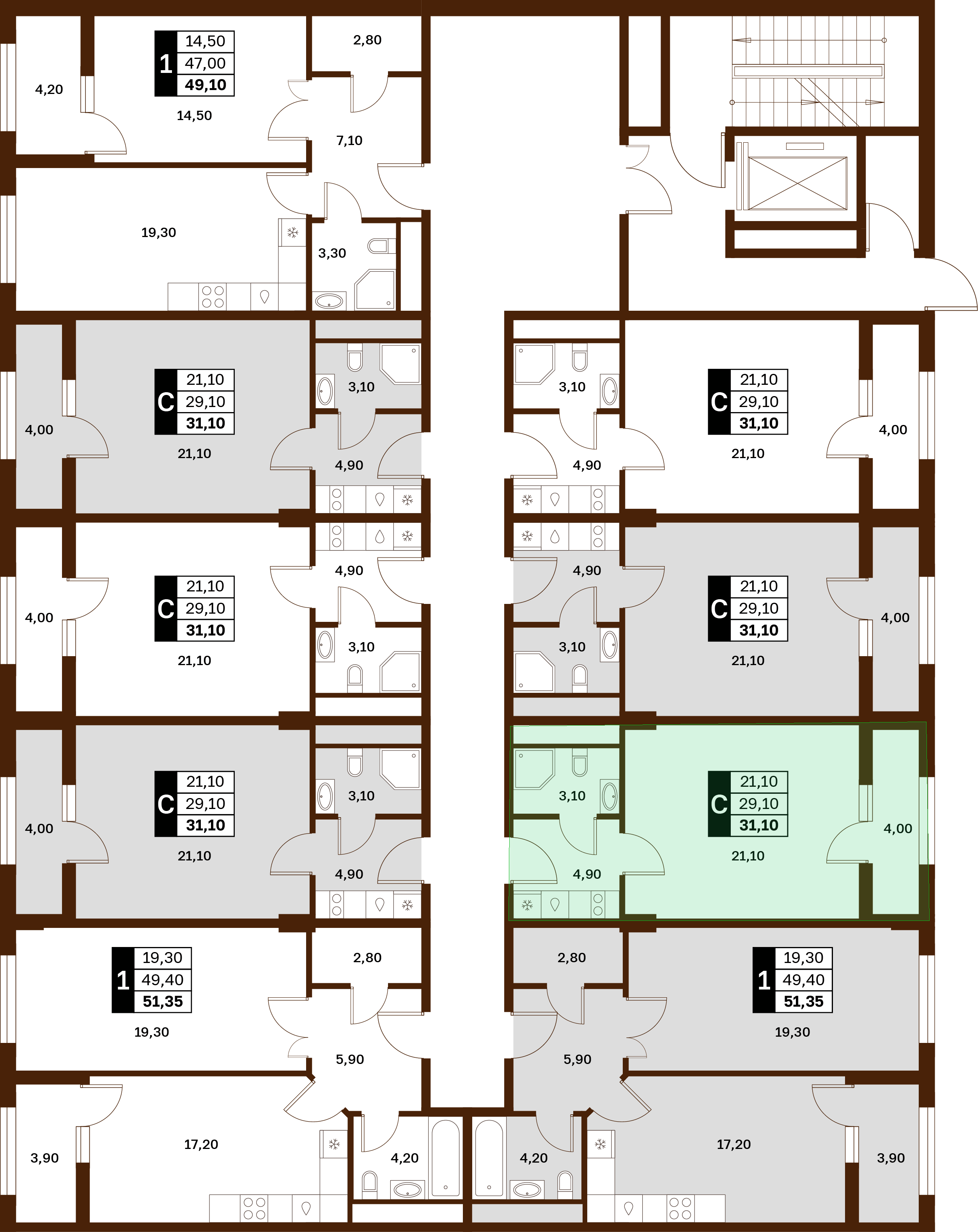 1-комнатная 31,1 м² в ЖК Аксис Патриот