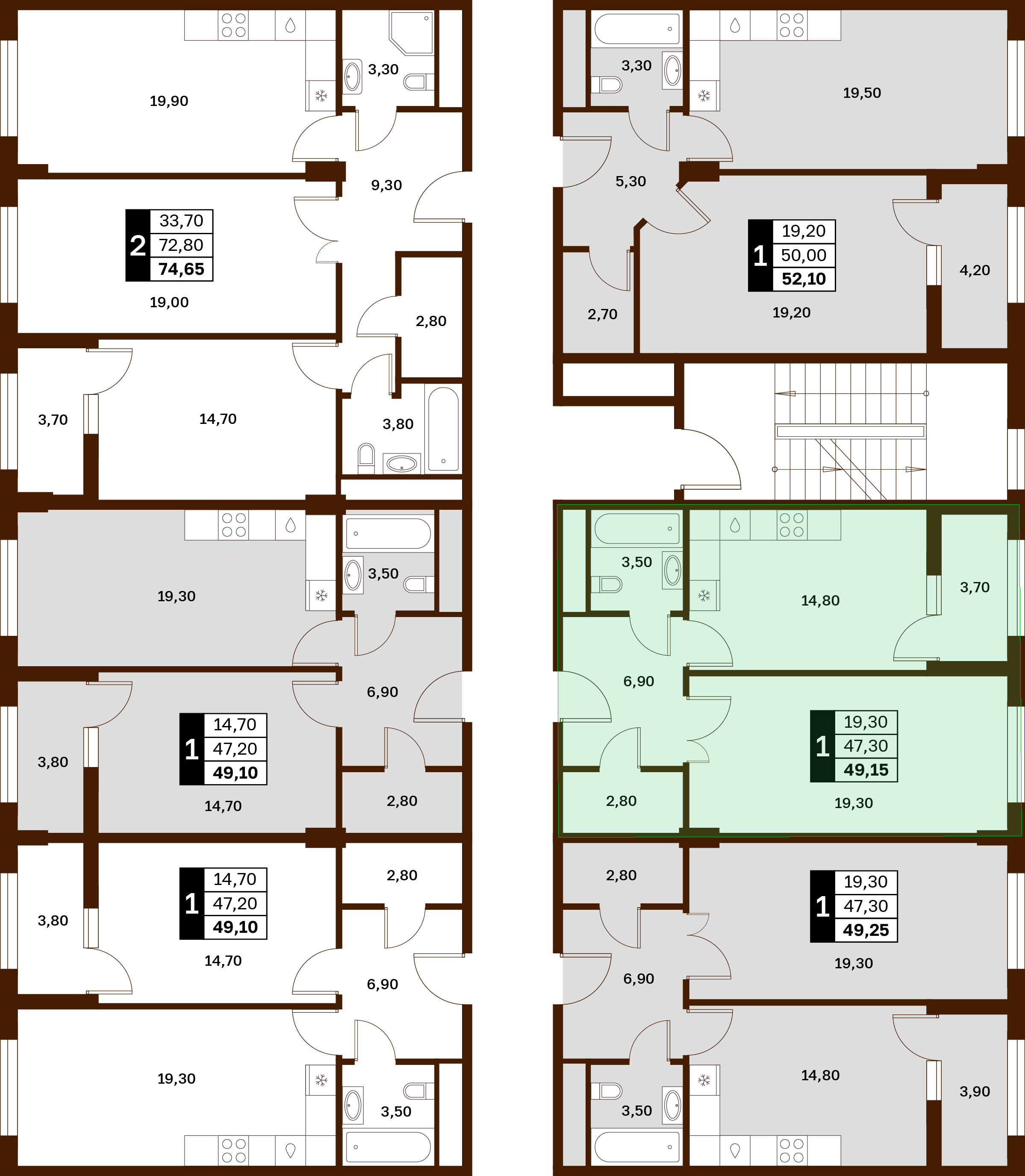 1-комнатная 49,15 м² в ЖК Аксис Патриот