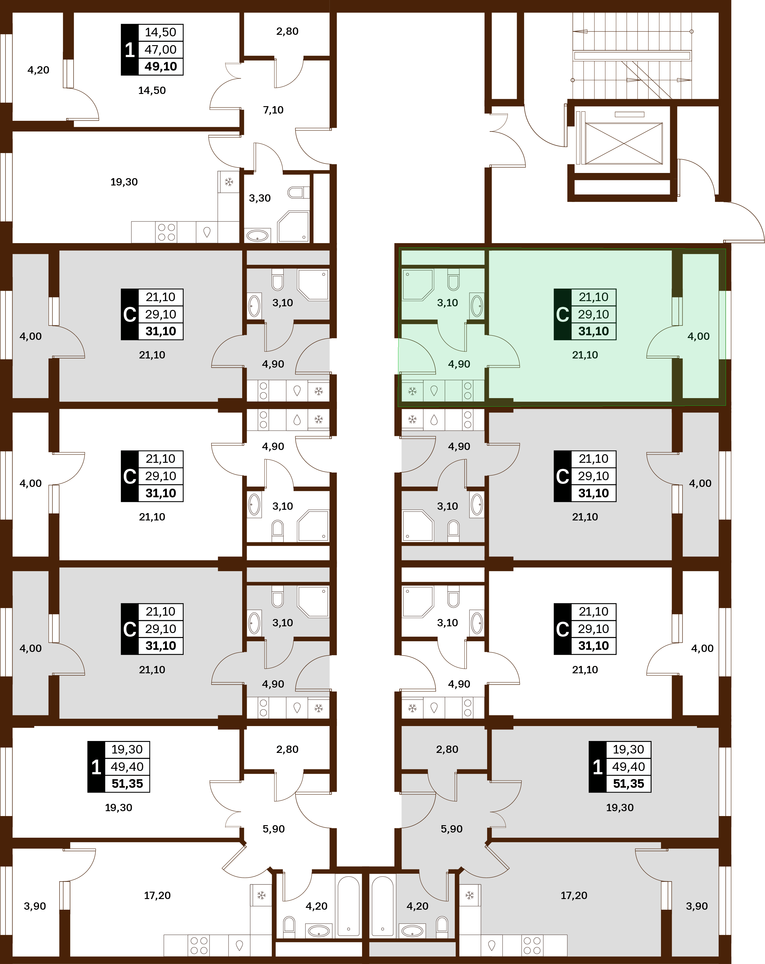 1-комнатная 31,1 м² в ЖК Аксис Патриот