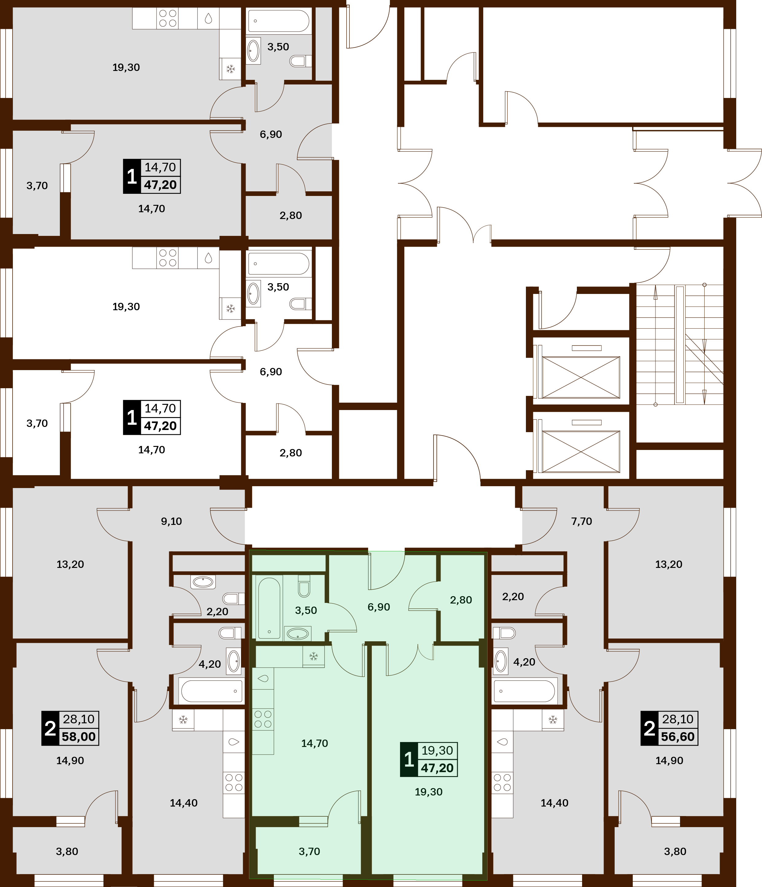 1-комнатная 49,05 м² в ЖК Аксис Патриот