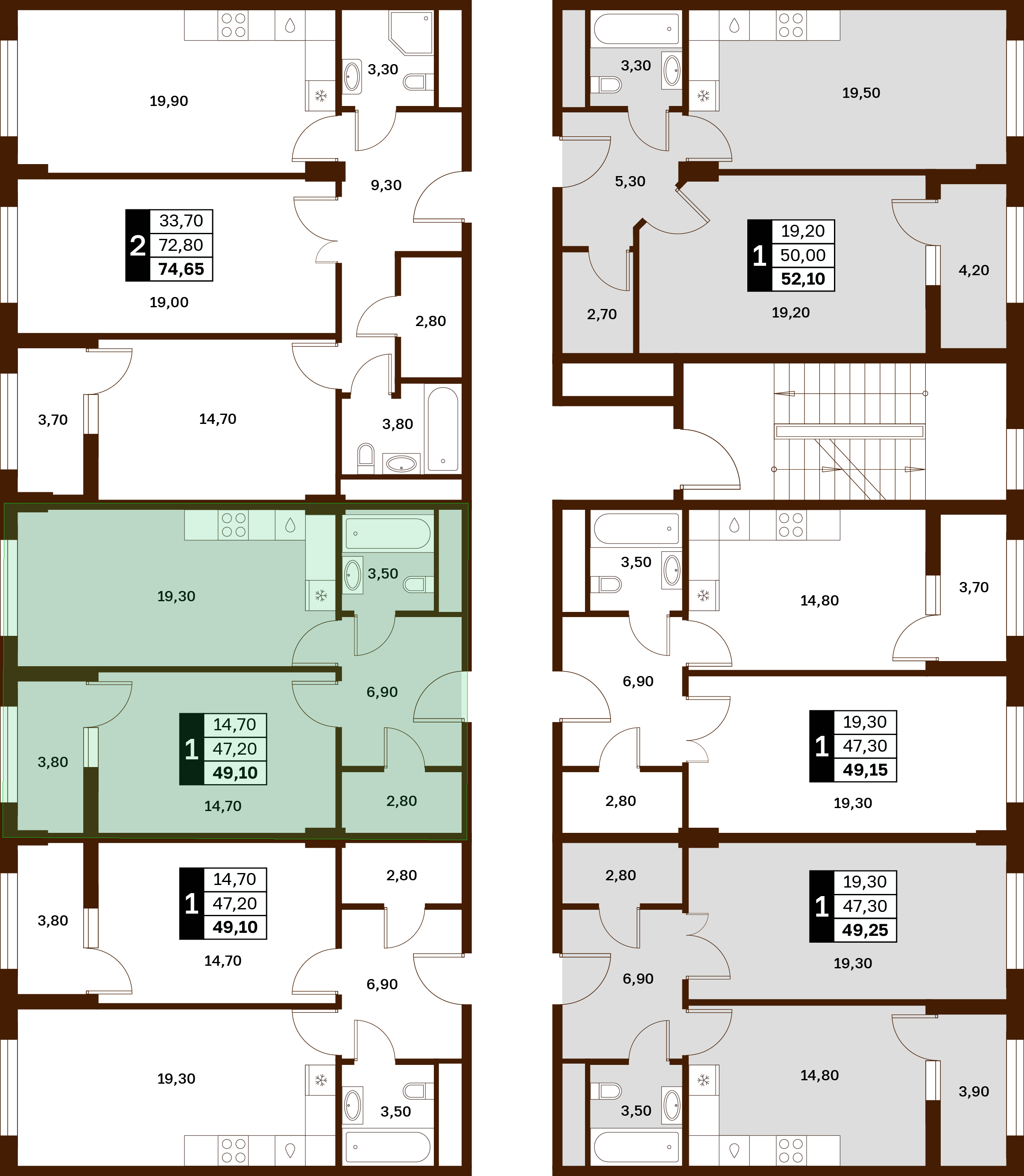 1-комнатная 49,1 м² в ЖК Аксис Патриот
