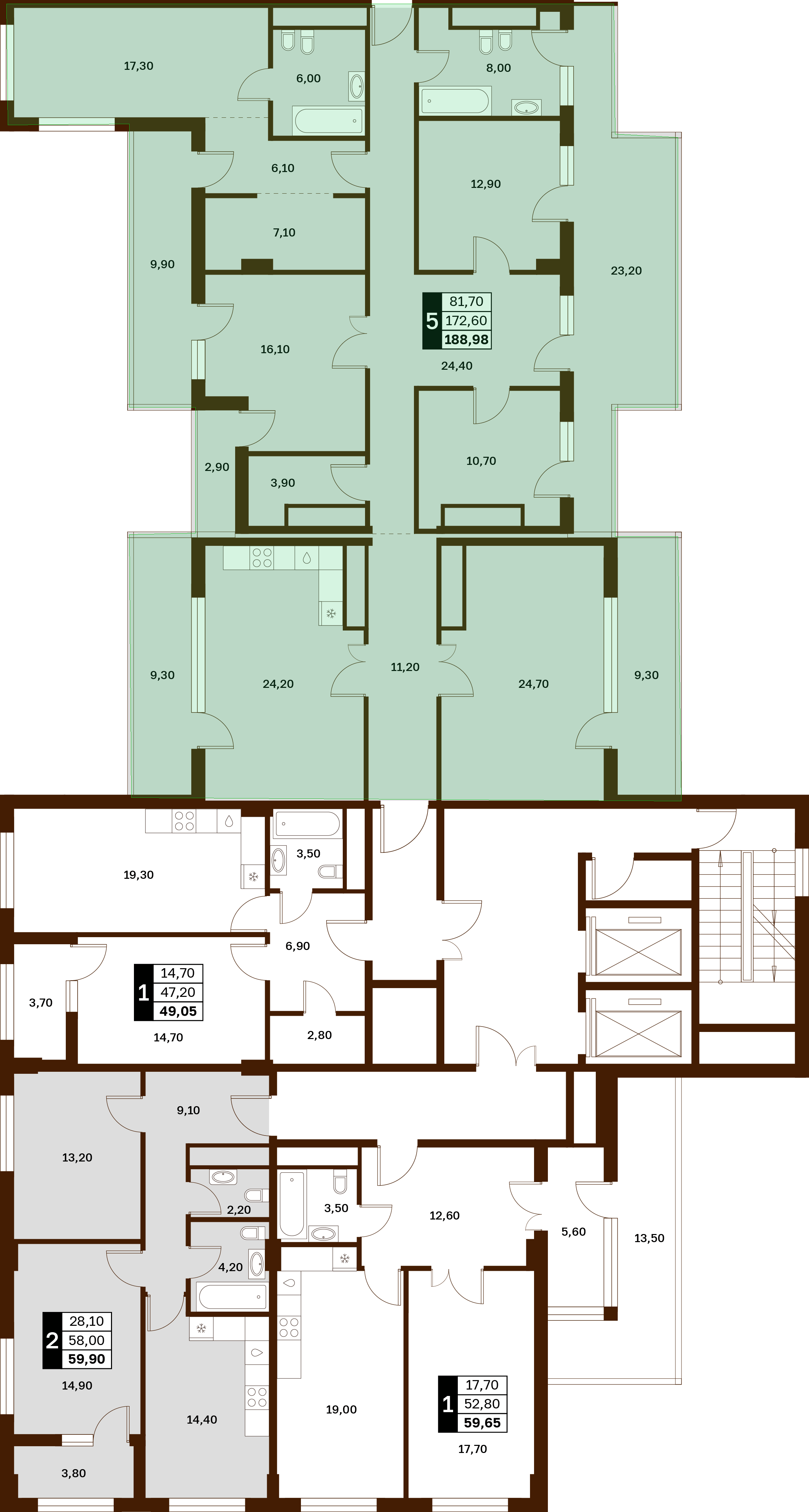 5-комнатная 188,98 м² в ЖК Аксис Патриот