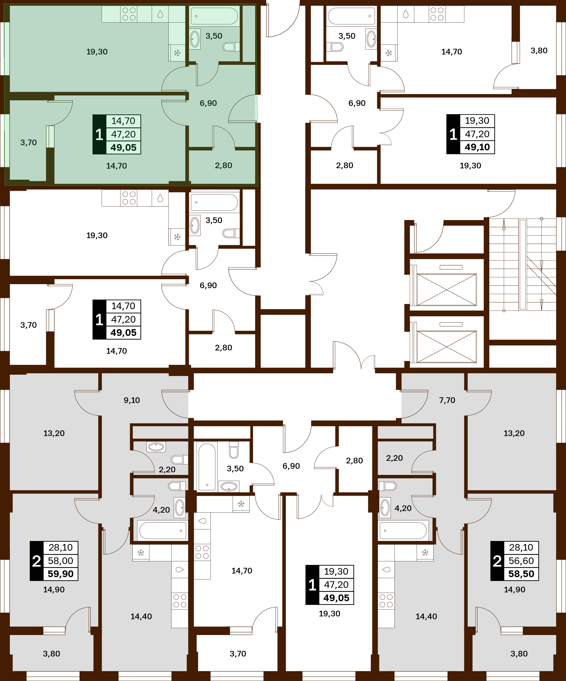 1-комнатная 49,05 м² в ЖК Аксис Патриот