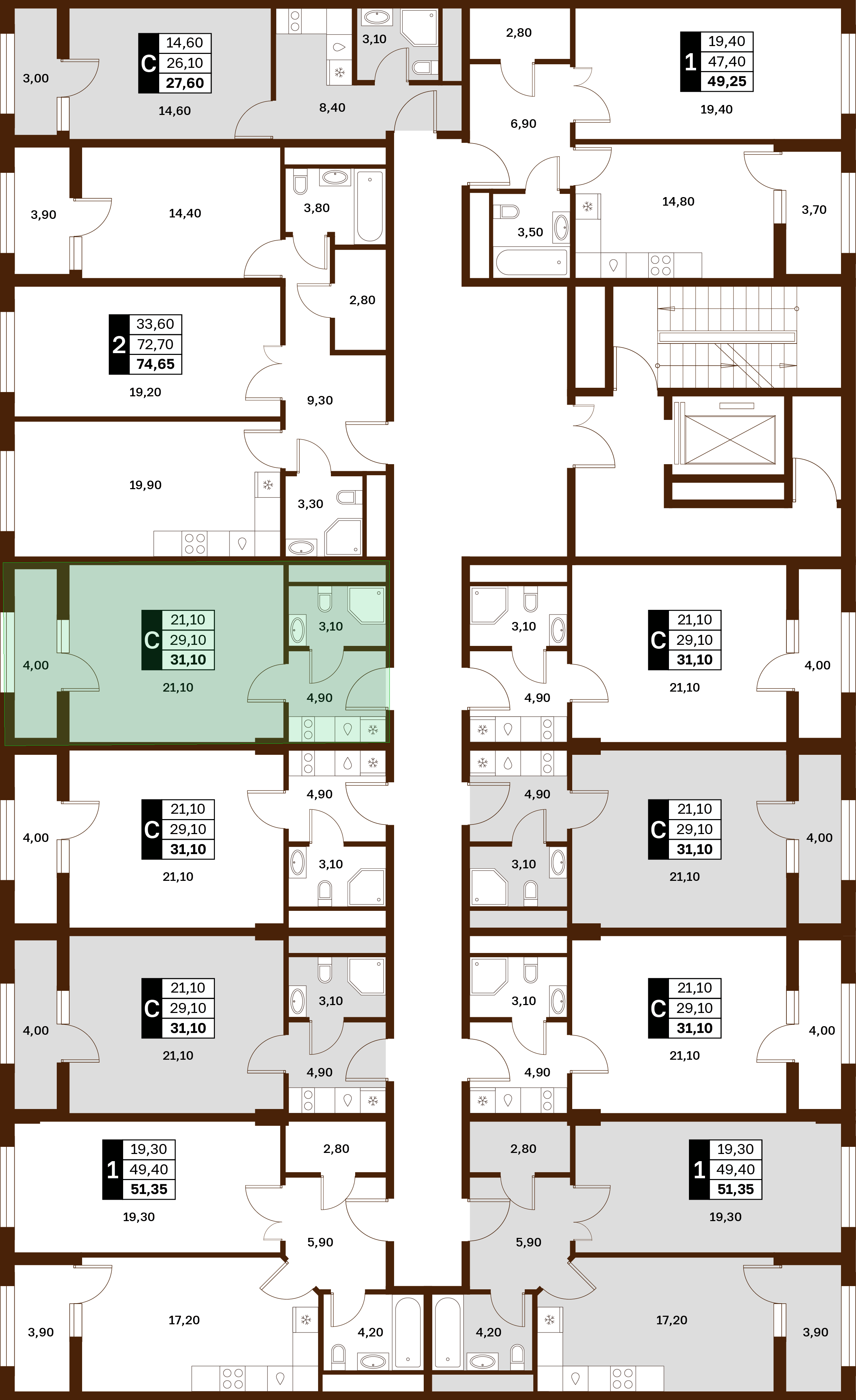 1-комнатная 31,1 м² в ЖК Аксис Патриот
