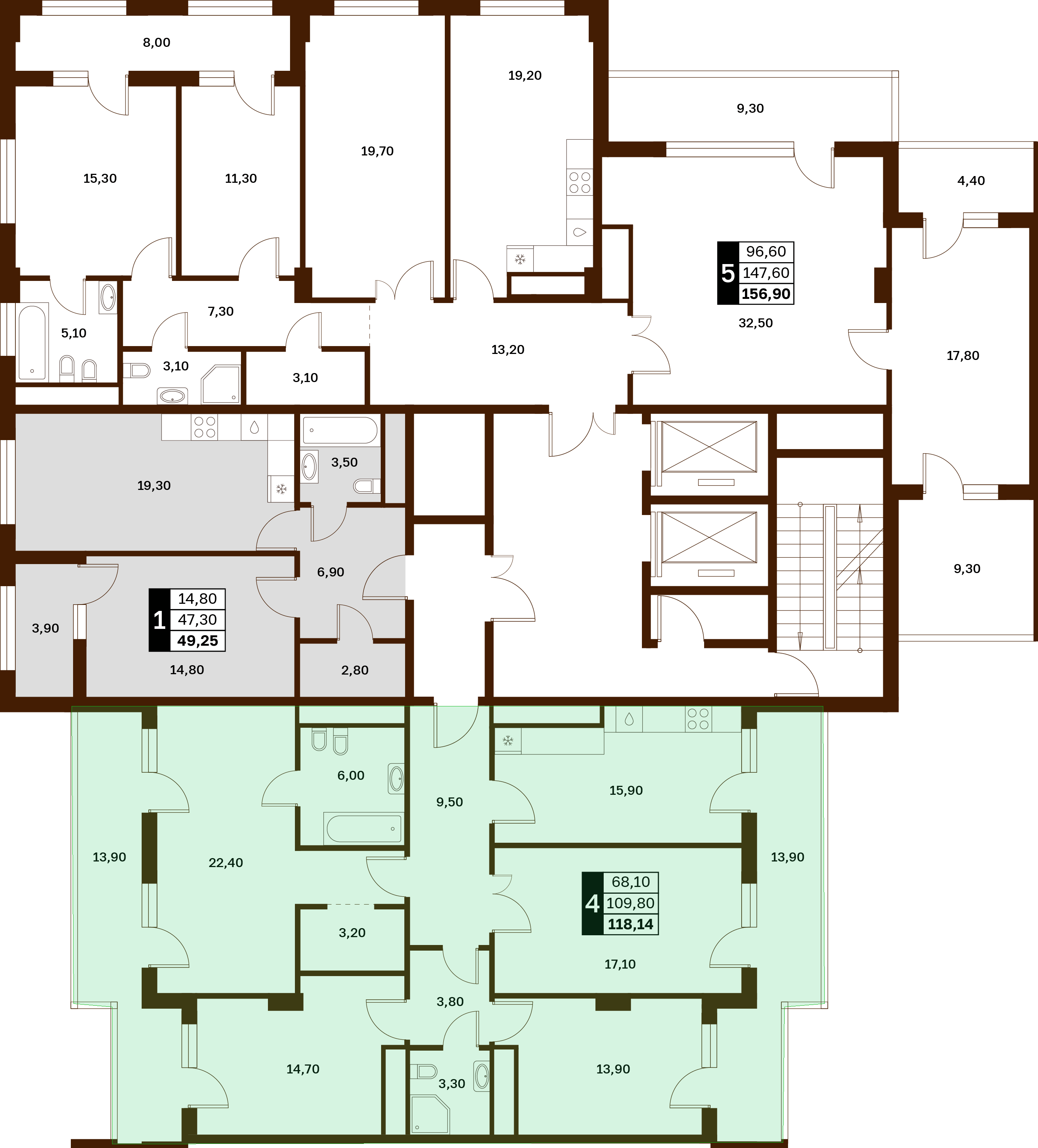 4-комнатная 118,14 м² в ЖК Аксис Патриот