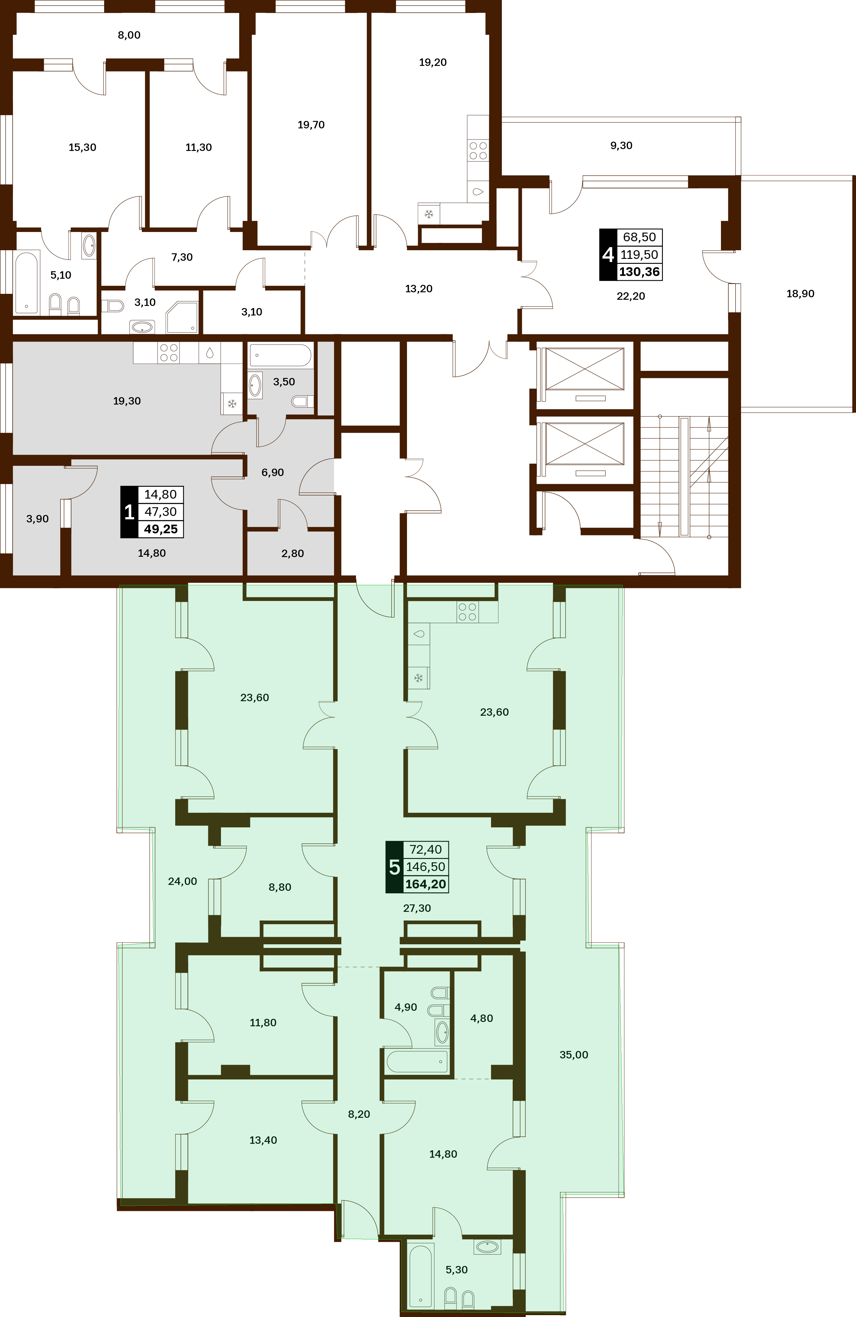 5-комнатная 164,2 м² в ЖК Аксис Патриот