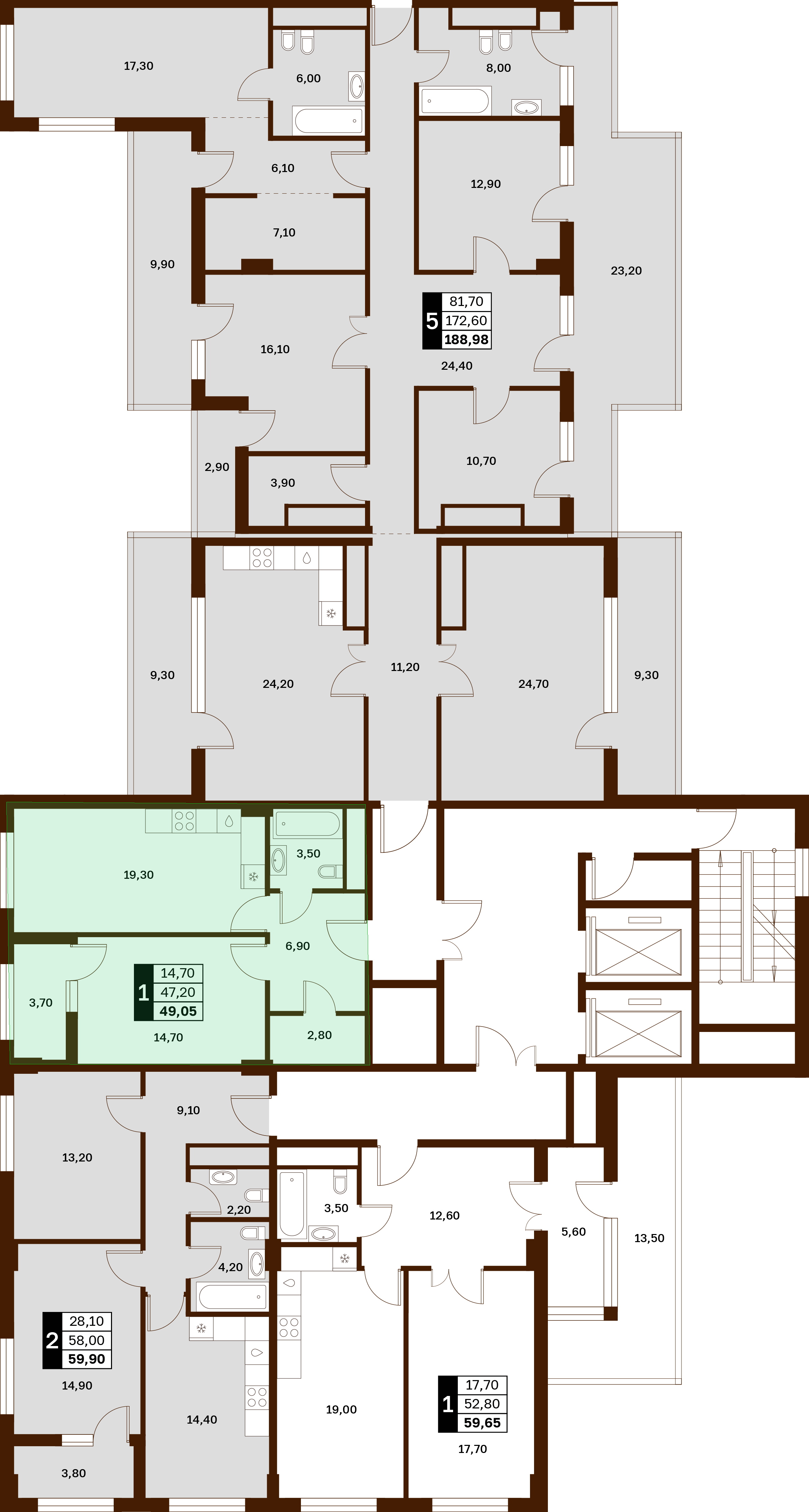 1-комнатная 49,05 м² в ЖК Аксис Патриот