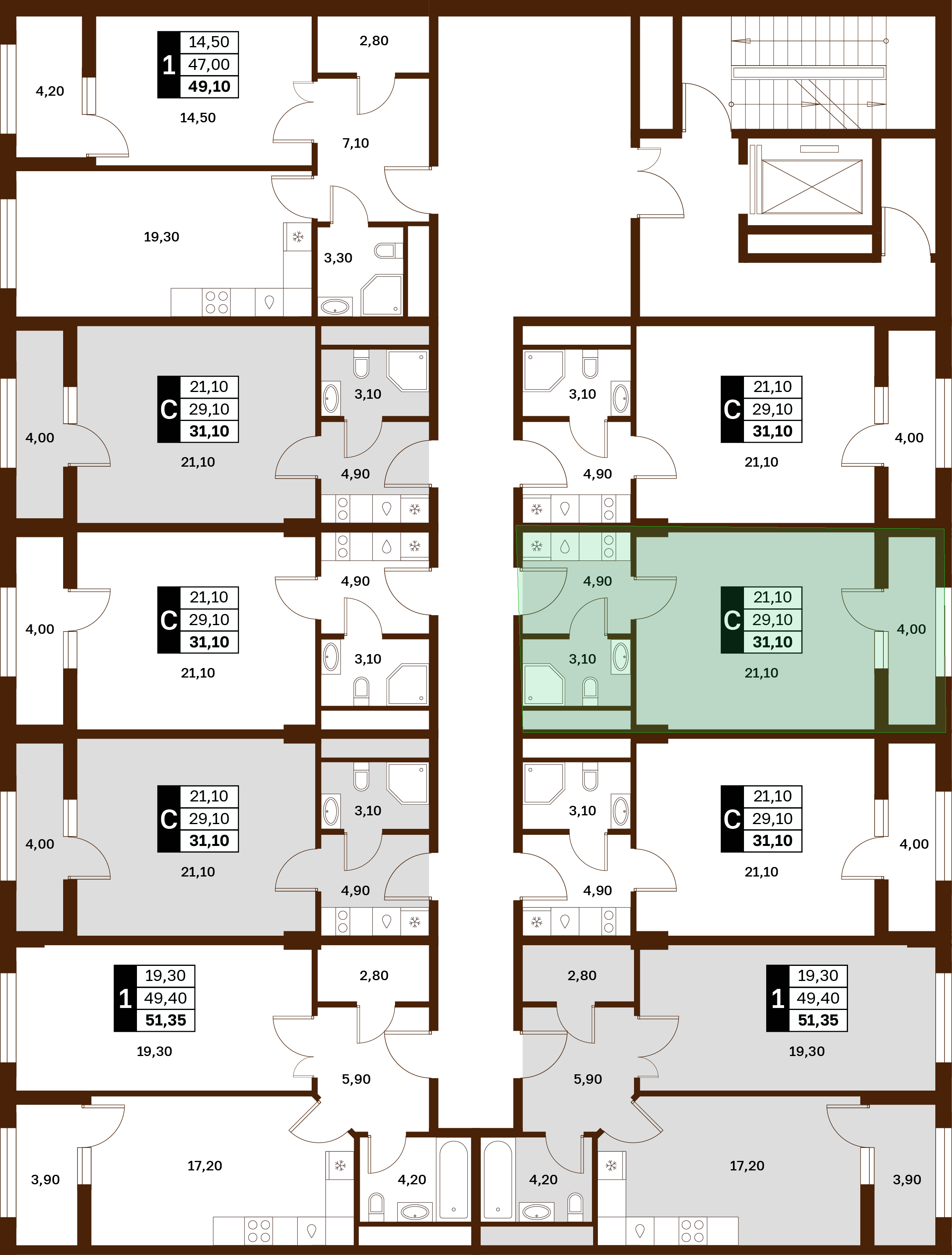 1-комнатная 31,1 м² в ЖК Аксис Патриот