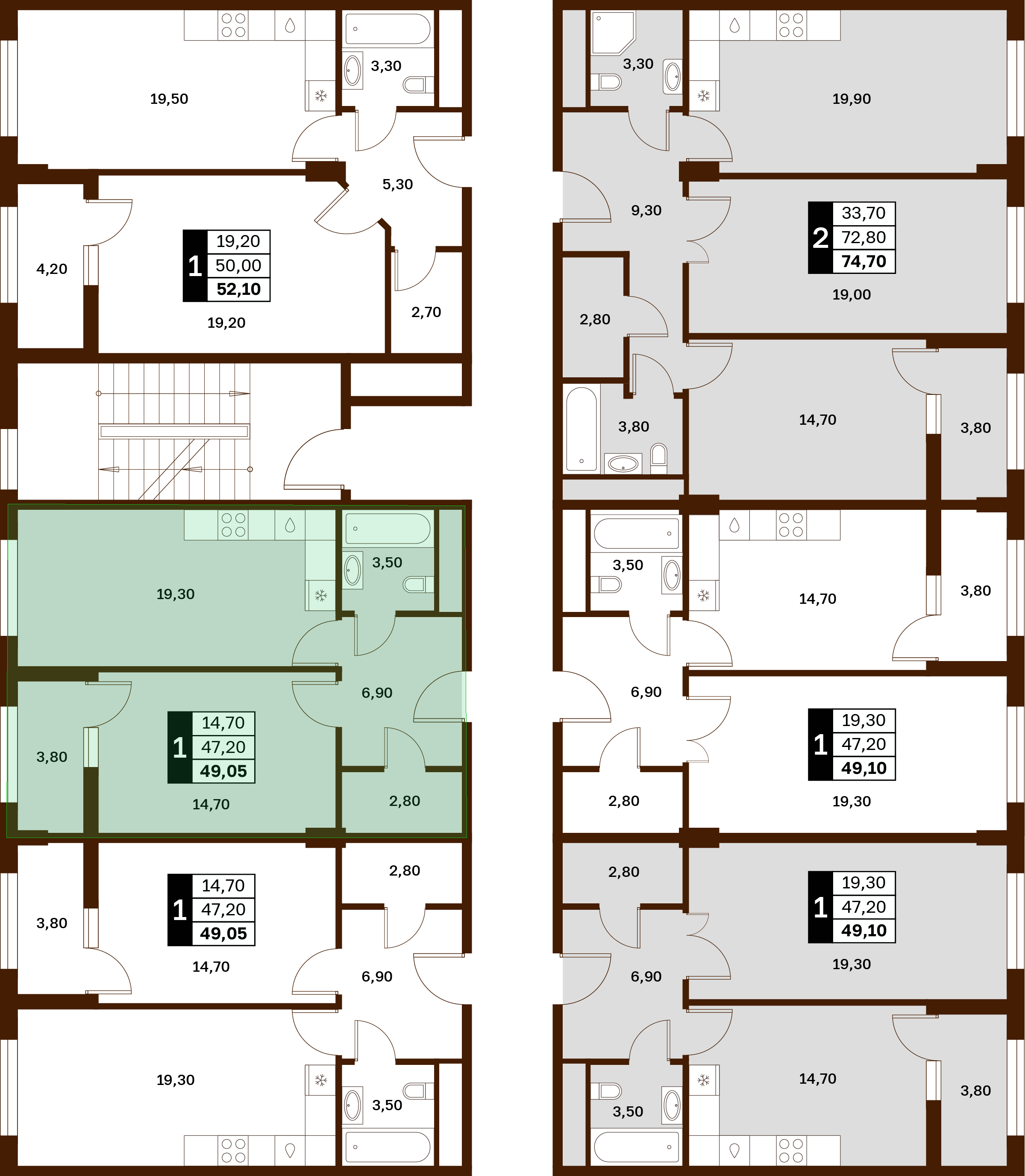 1-комнатная 49,1 м² в ЖК Аксис Патриот