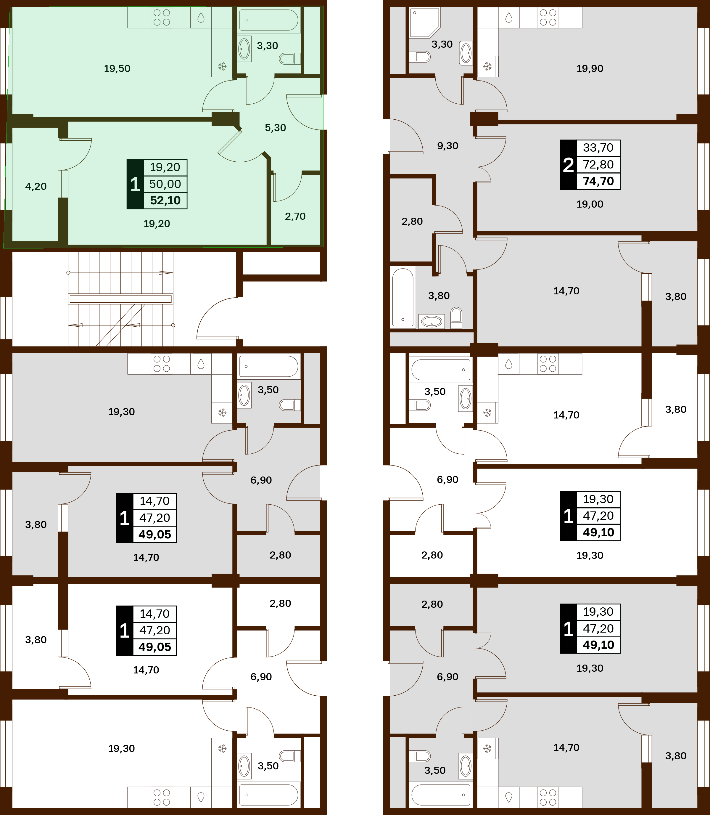 1-комнатная 52,1 м² в ЖК Аксис Патриот