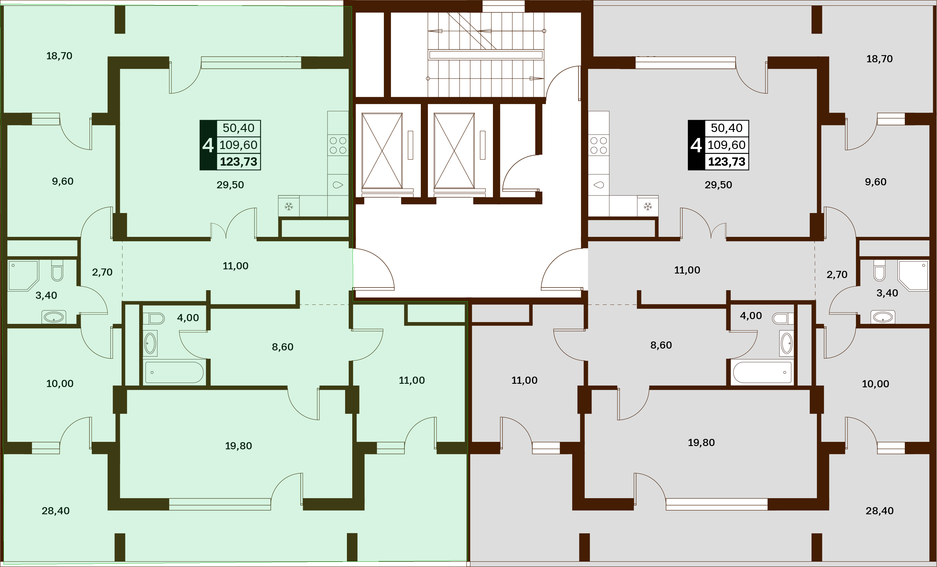 4-комнатная 123,73 м² в ЖК Аксис Патриот