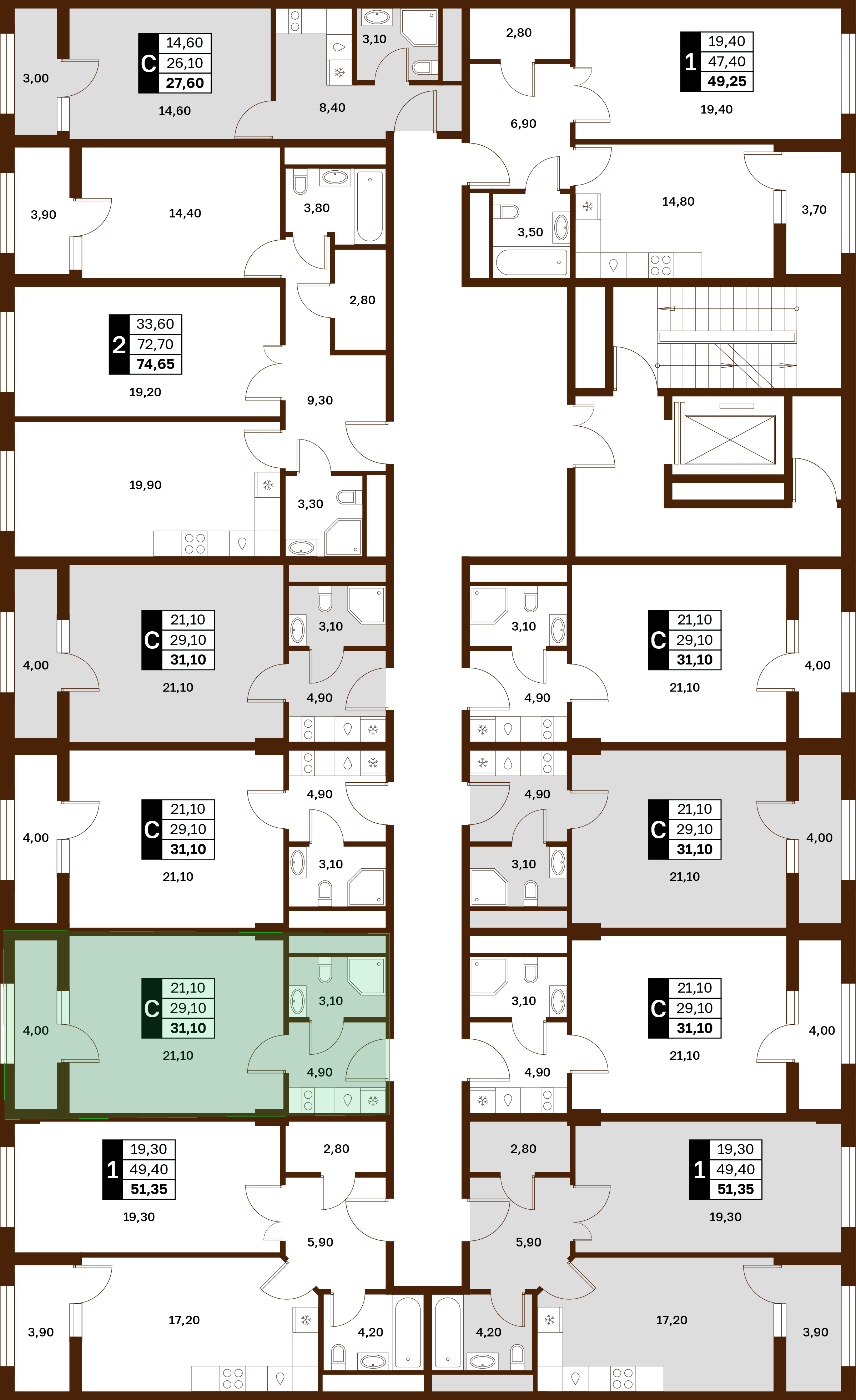 1-комнатная 31,1 м² в ЖК Аксис Патриот