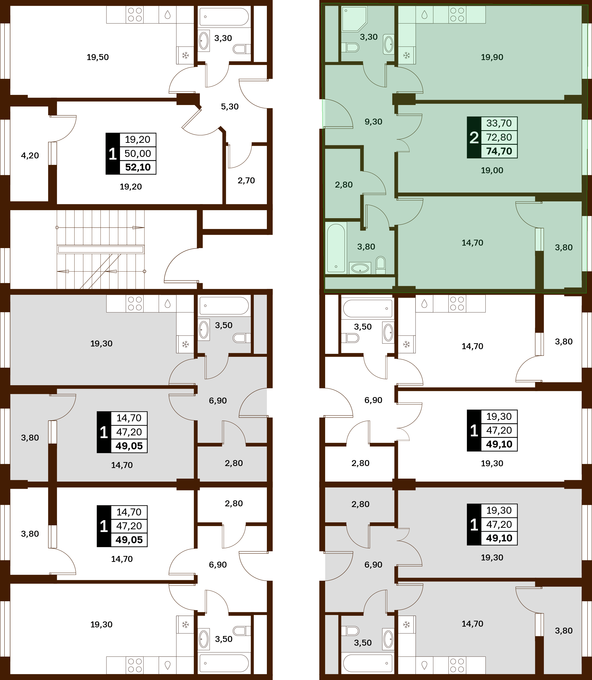 2-комнатная 74,7 м² в ЖК Аксис Патриот