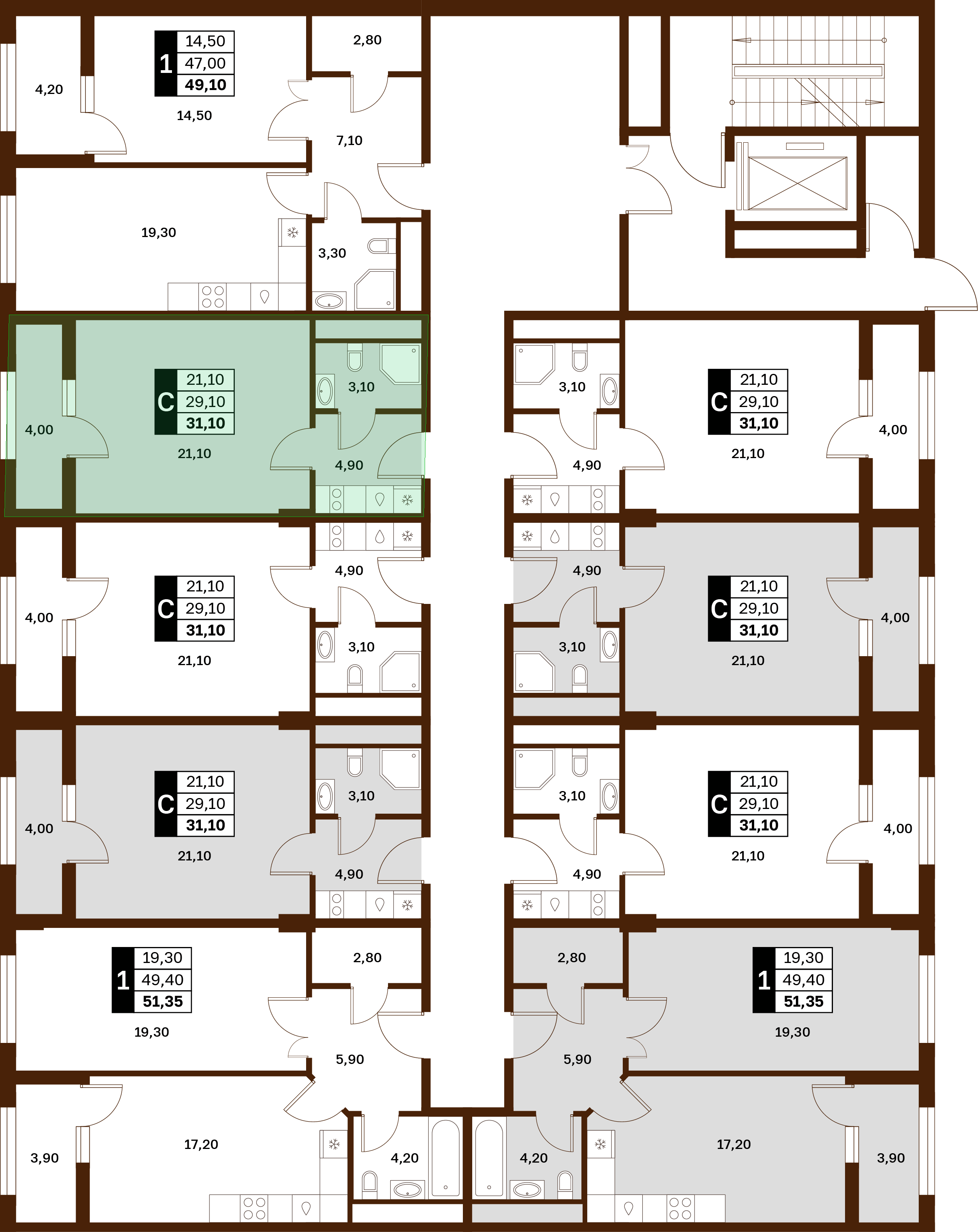 1-комнатная 31,1 м² в ЖК Аксис Патриот