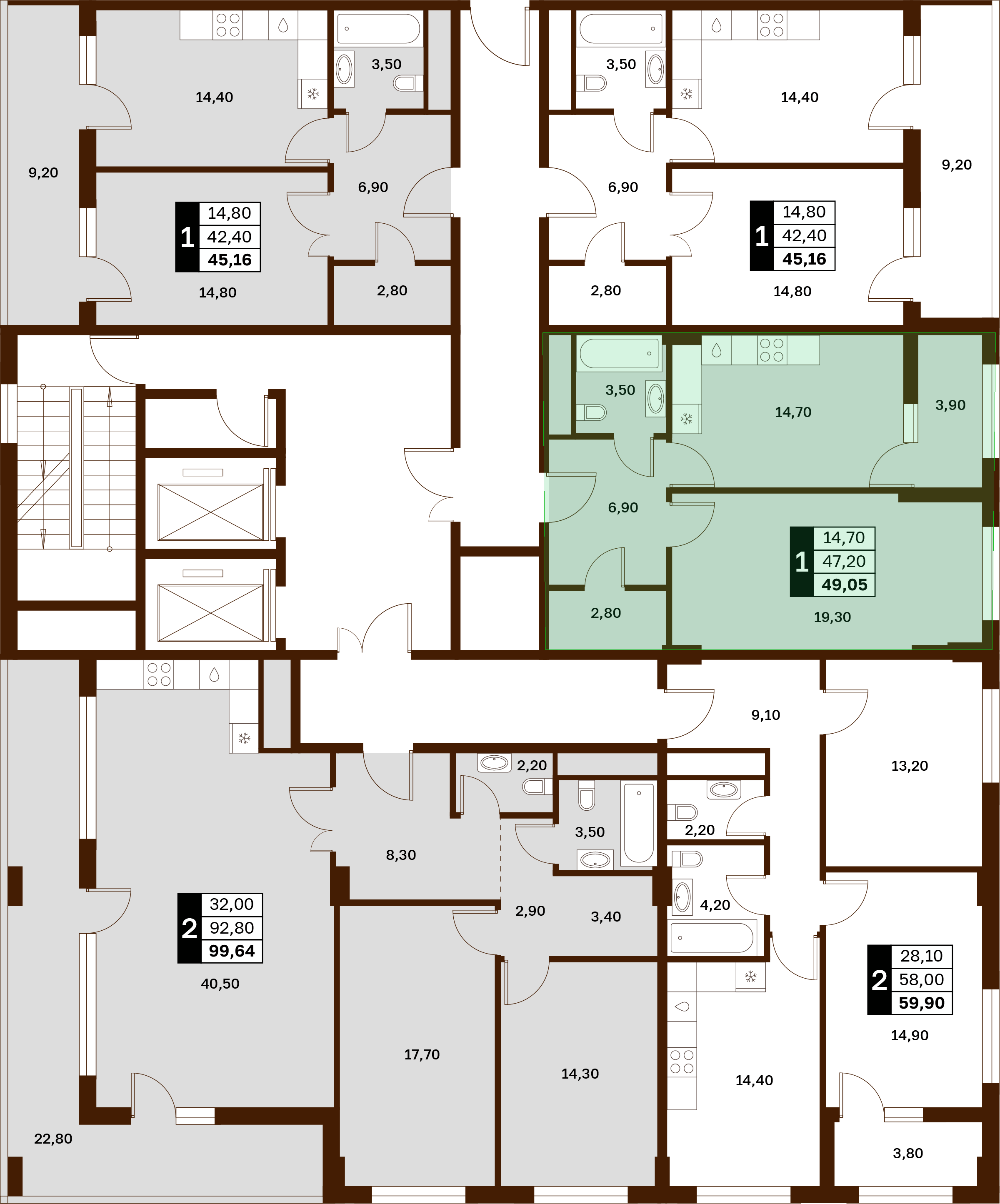 1-комнатная 49,05 м² в ЖК Аксис Патриот