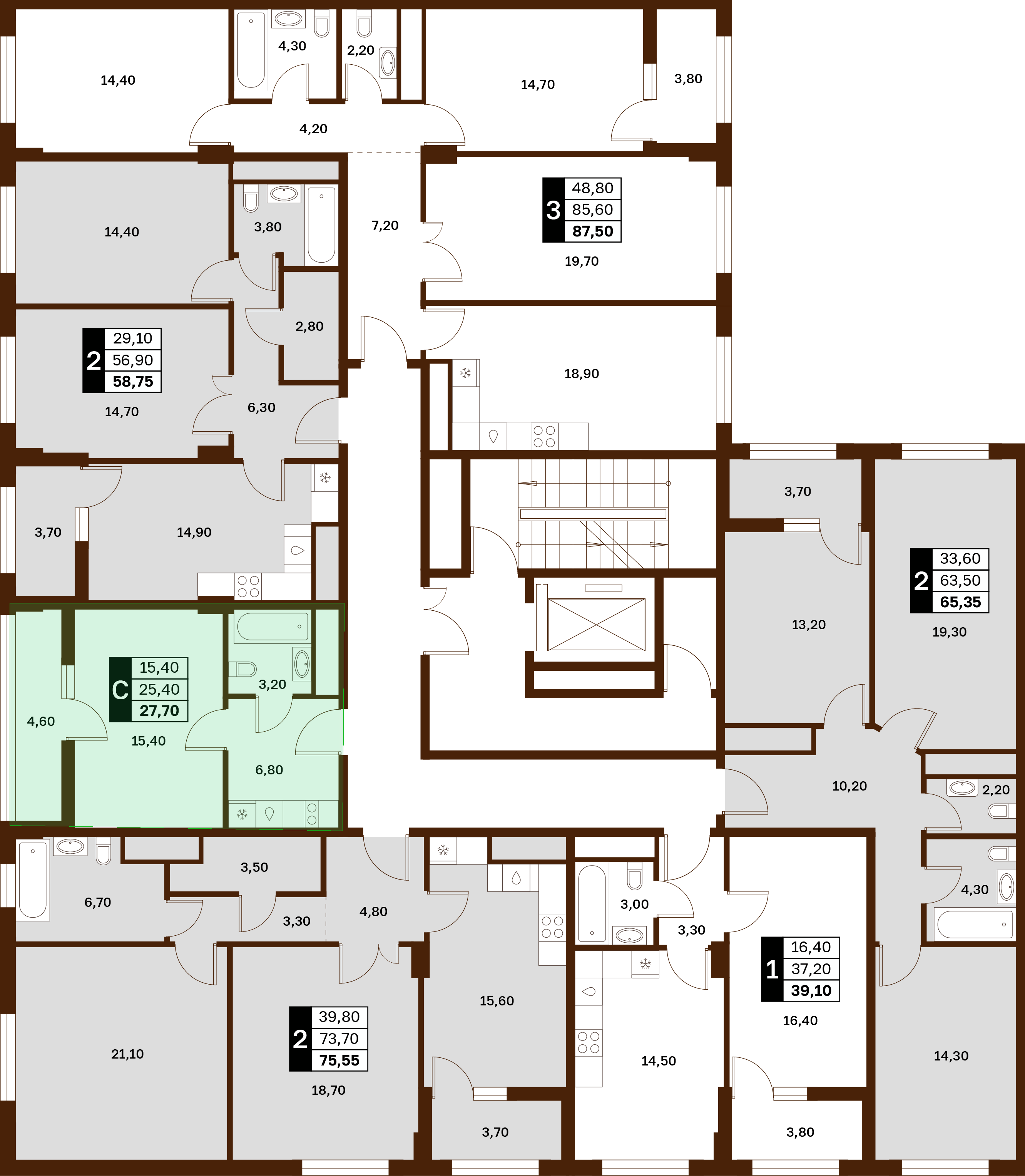 1-комнатная 27,7 м² в ЖК Аксис Патриот
