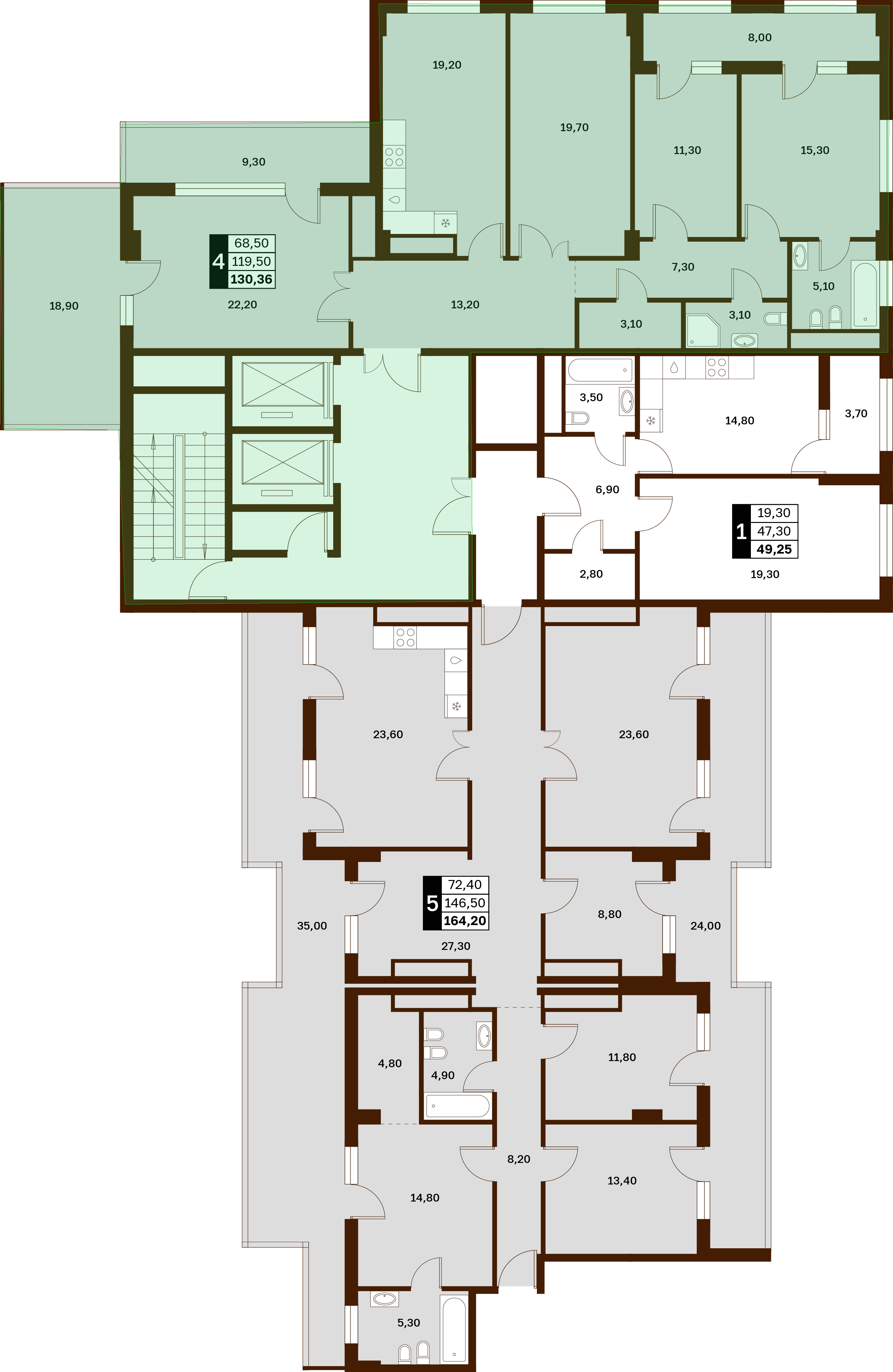 4-комнатная 130,36 м² в ЖК Аксис Патриот