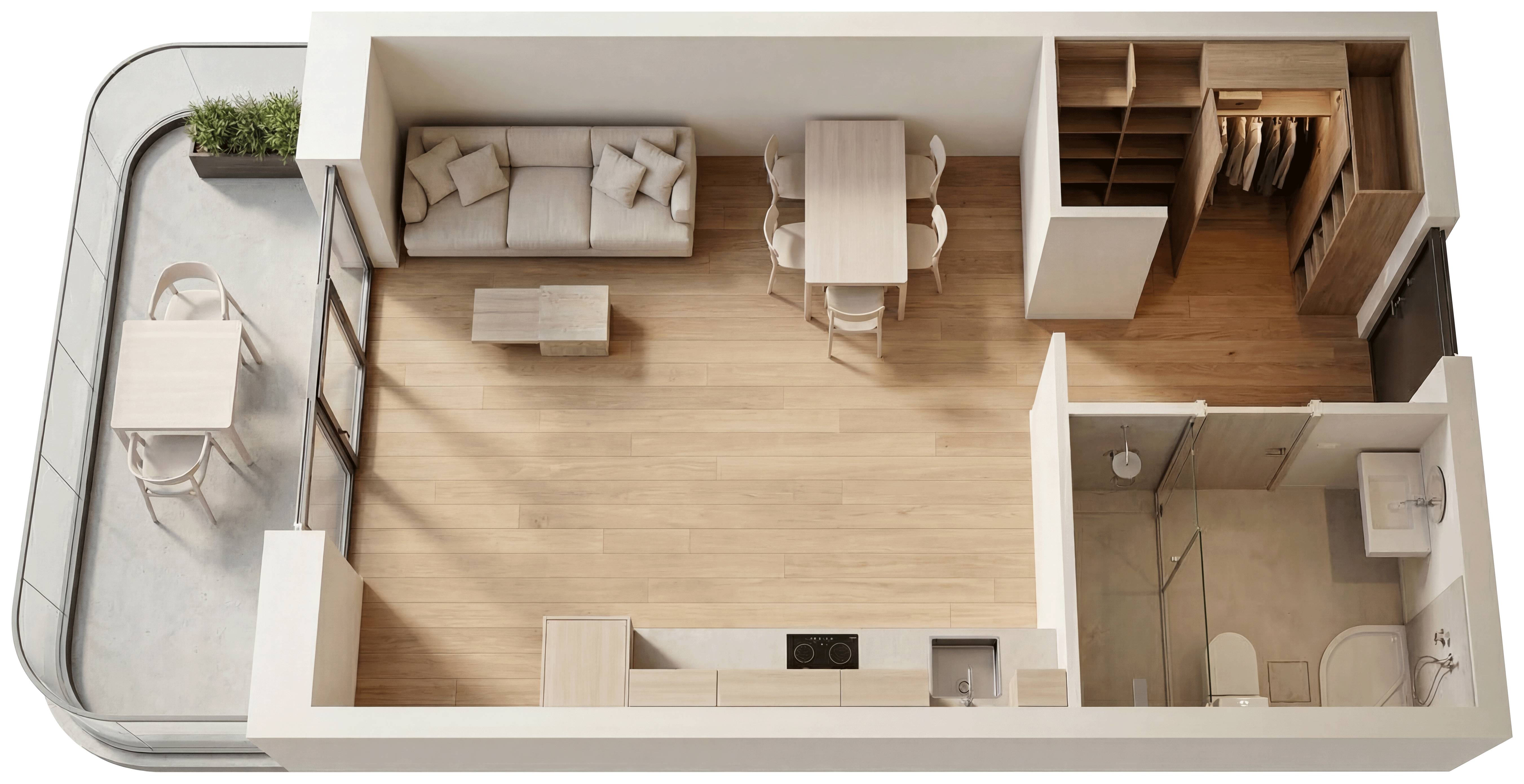 Студия, 42.3 м² · Юсуповский