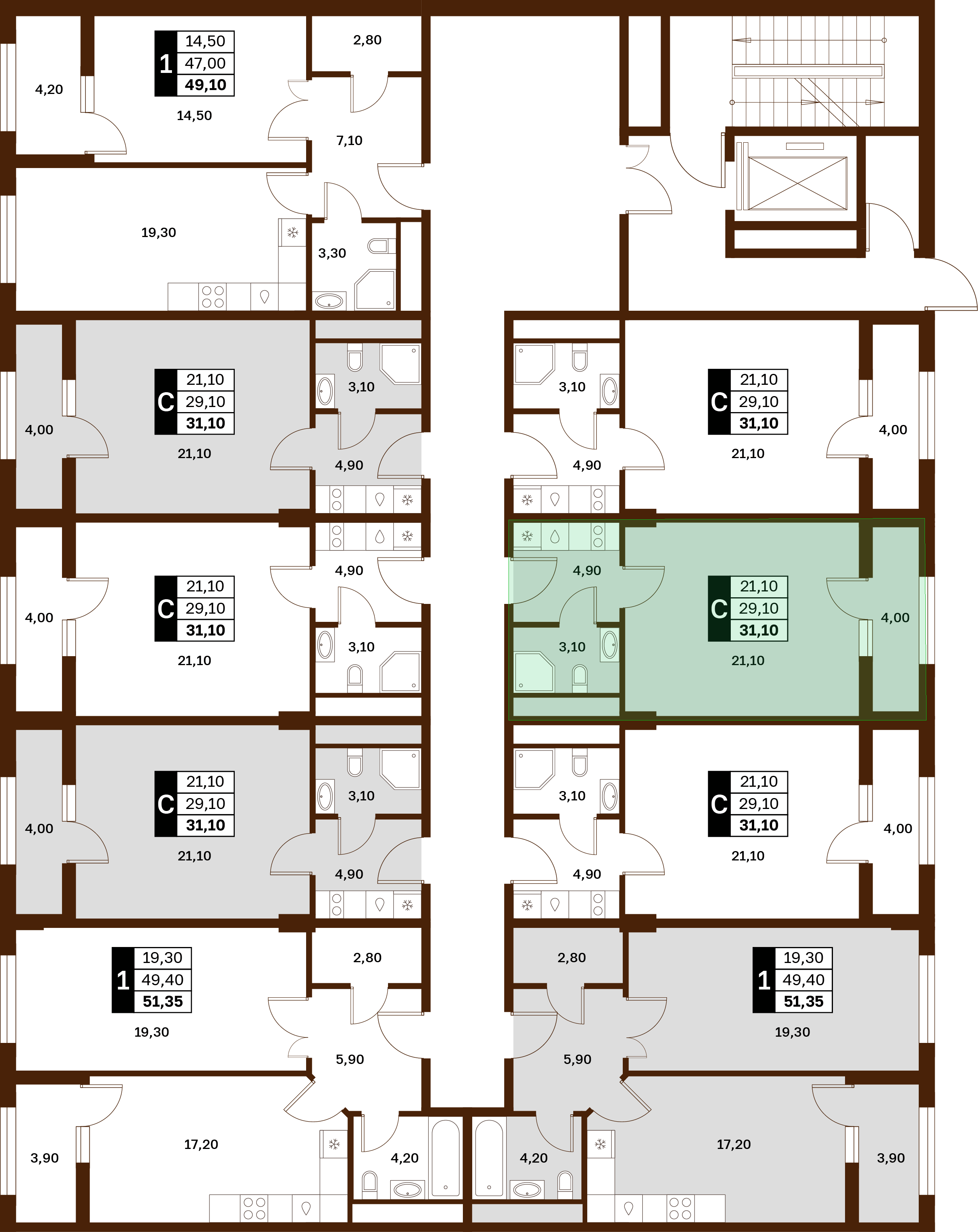 1-комнатная 31,1 м² в ЖК Аксис Патриот