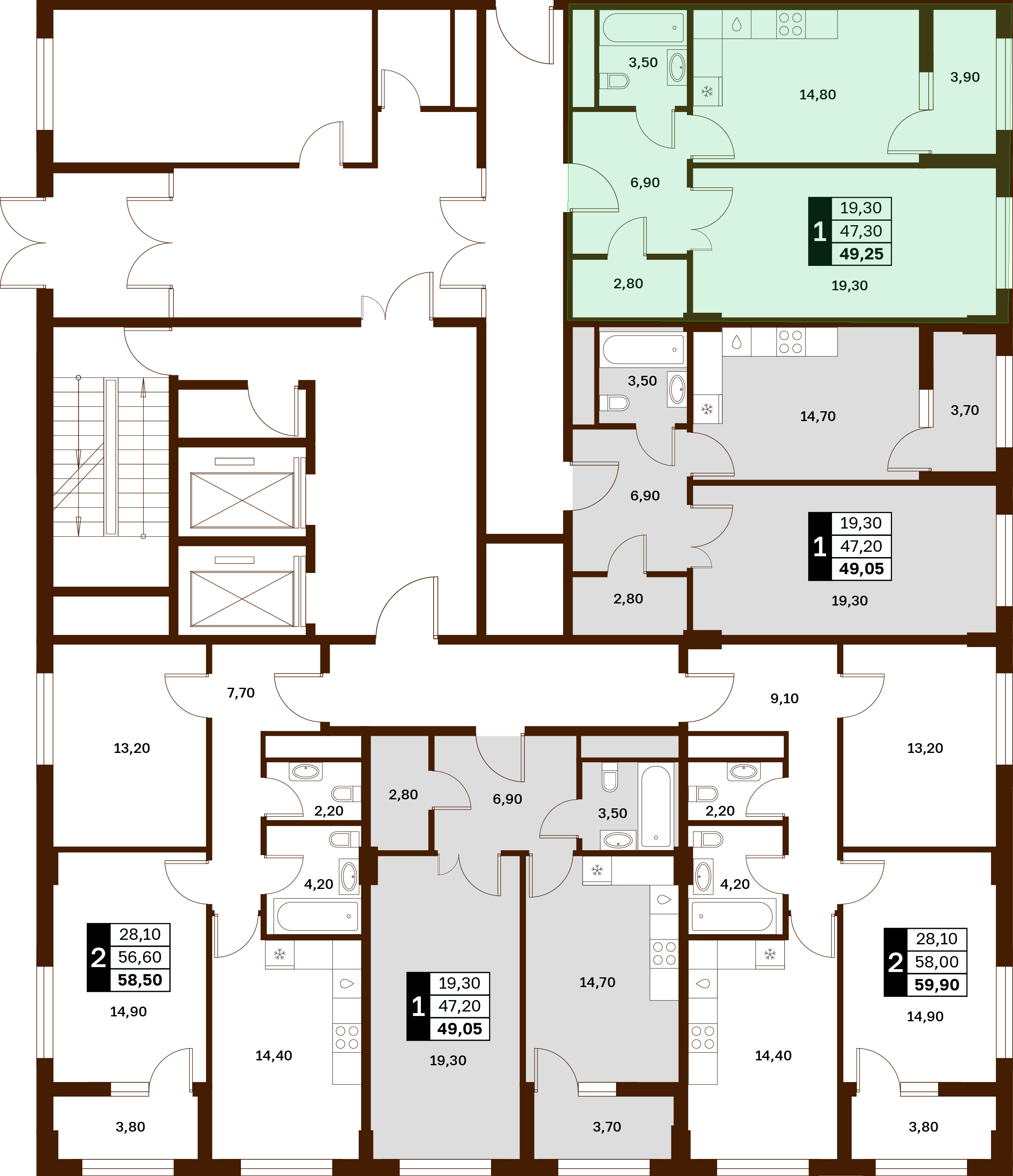 1-комнатная 49,25 м² в ЖК Аксис Патриот