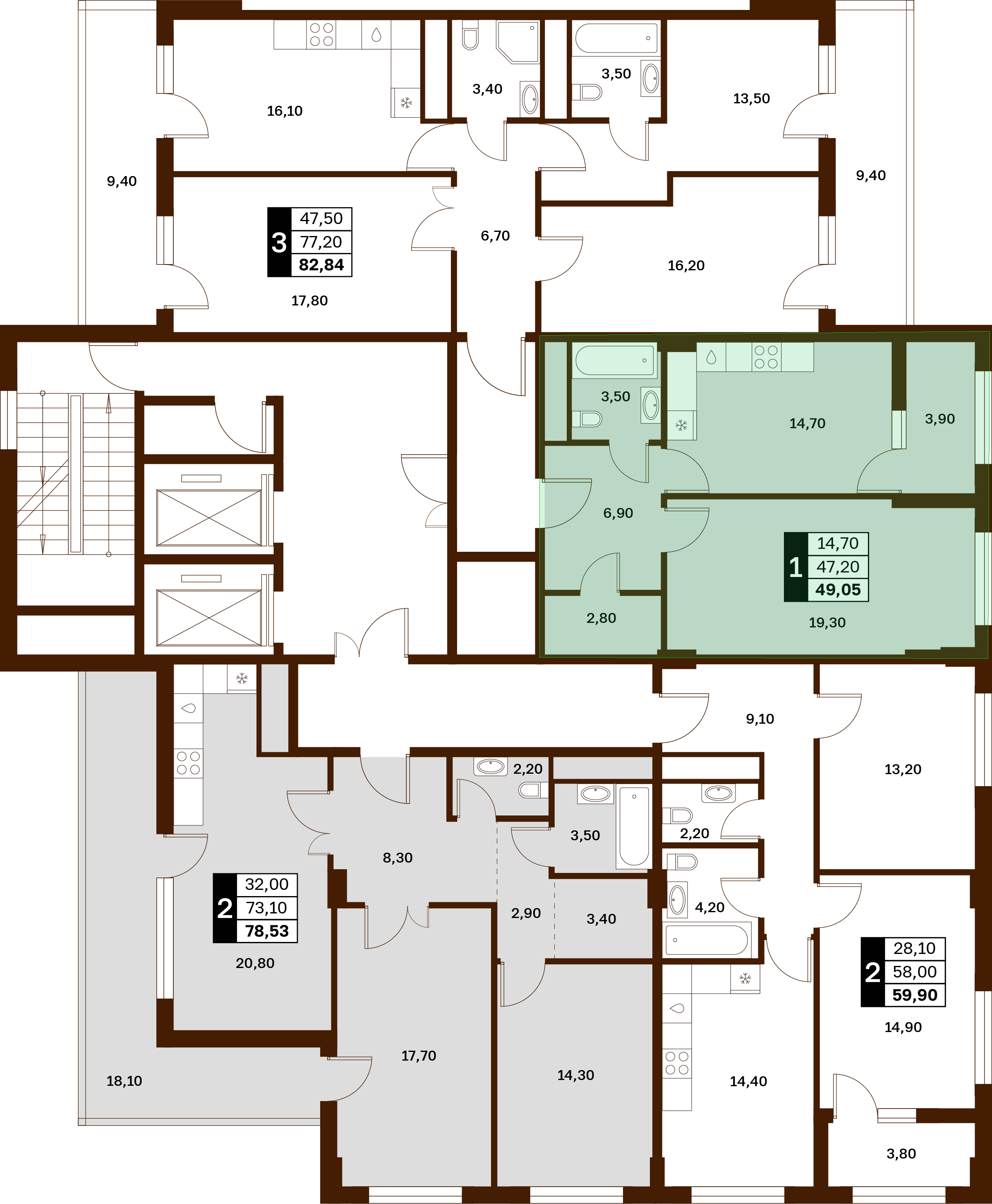 1-комнатная 49,15 м² в ЖК Аксис Патриот