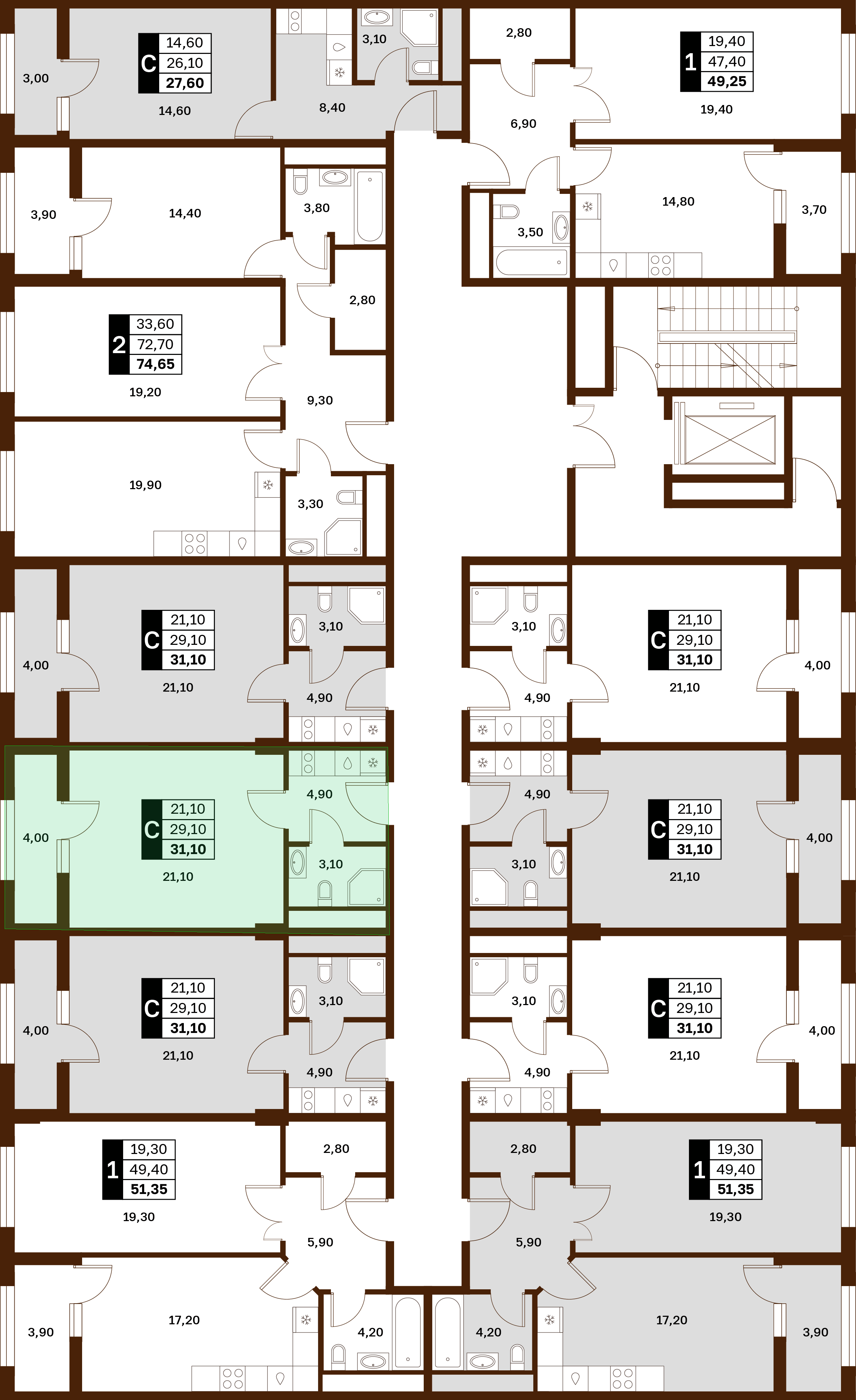 1-комнатная 31,1 м² в ЖК Аксис Патриот