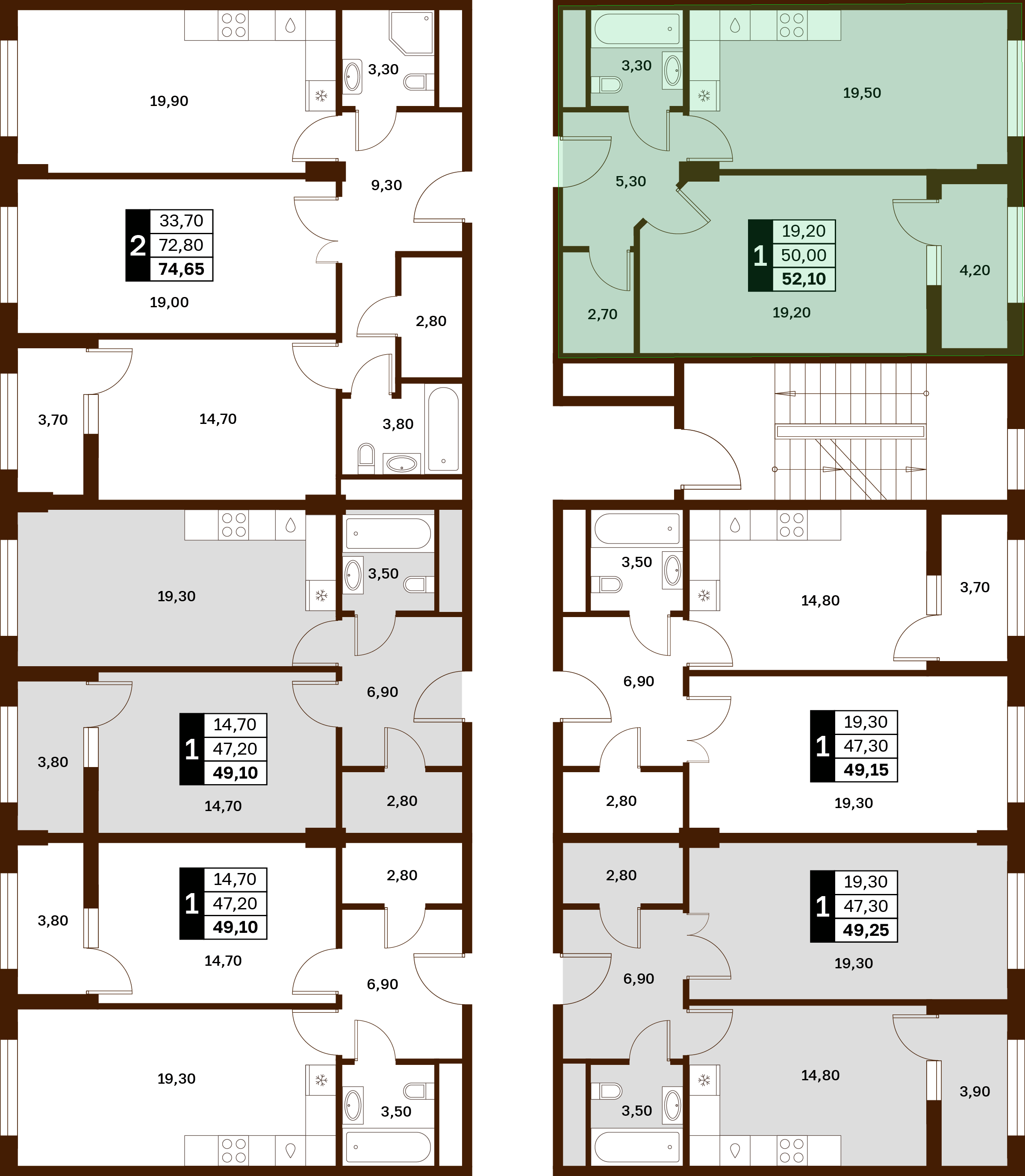 1-комнатная 52,1 м² в ЖК Аксис Патриот