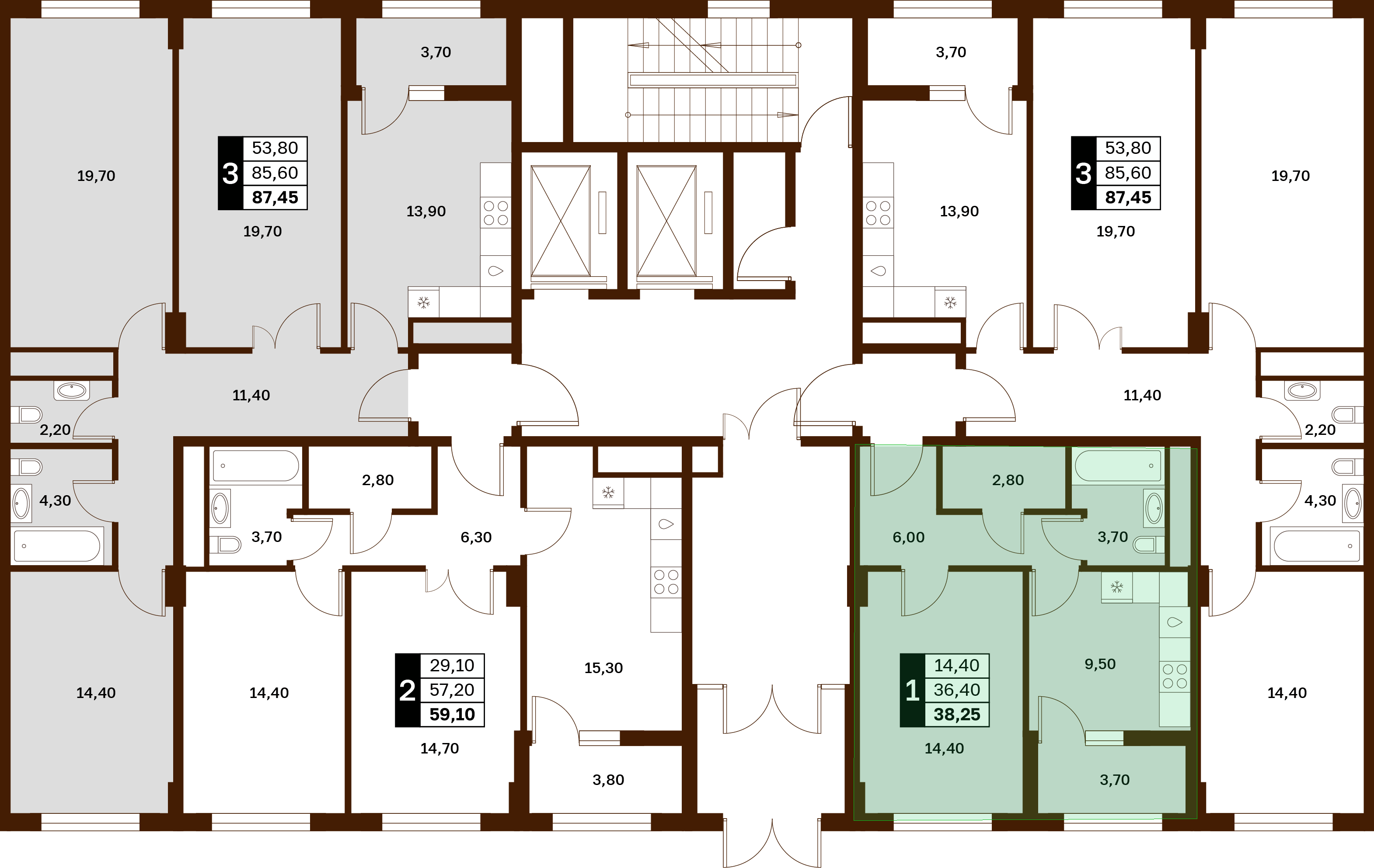 1-комнатная 38,25 м² в ЖК Аксис Патриот