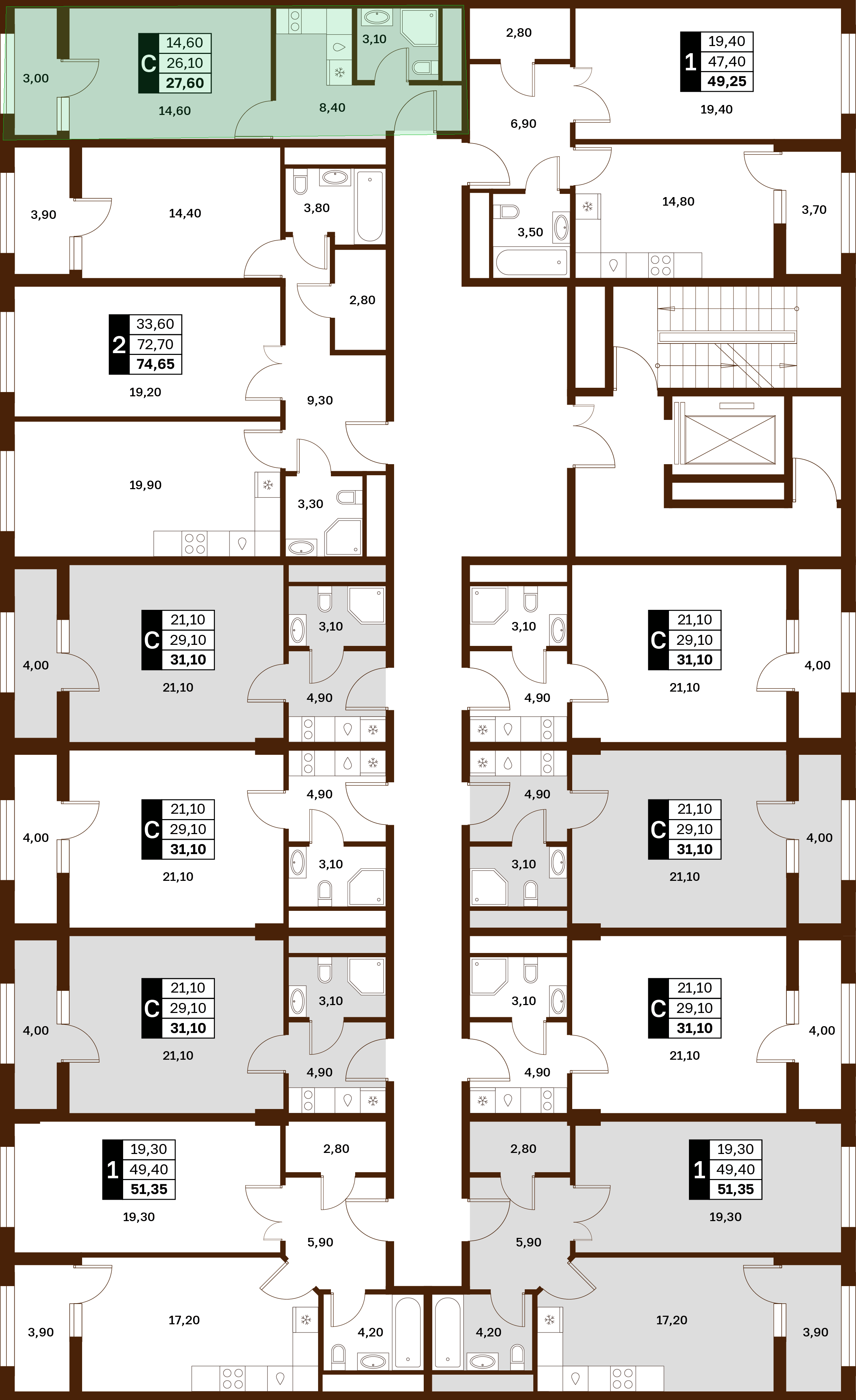 1-комнатная 27,6 м² в ЖК Аксис Патриот